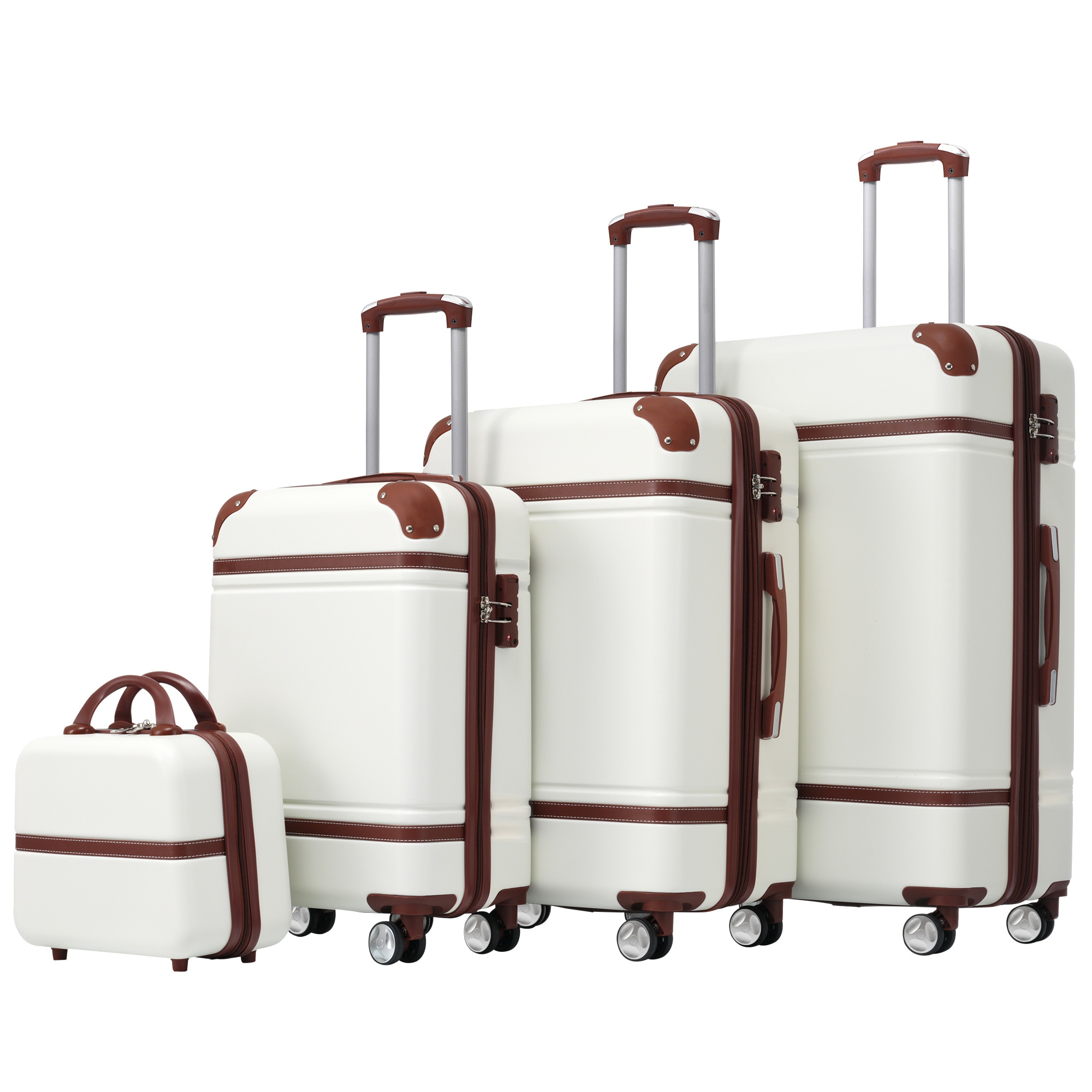 Wooakway 4 Piece ABS Hardshell Luggage Sets Hardside Suitcase Spinner Suitcase Lightweight Travel Luggage with Cosmetic Case 20 24 28 Inch