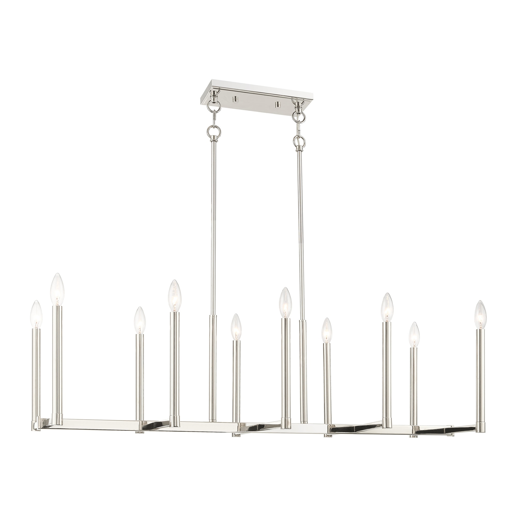 Livex Lighting 40259-35 Alpine 10 -Light Polished Nickel Transitional For Use in Bathrooms, Bedrooms, Dining Rooms, Foyers, Kitchens, Living Rooms Chandelier
