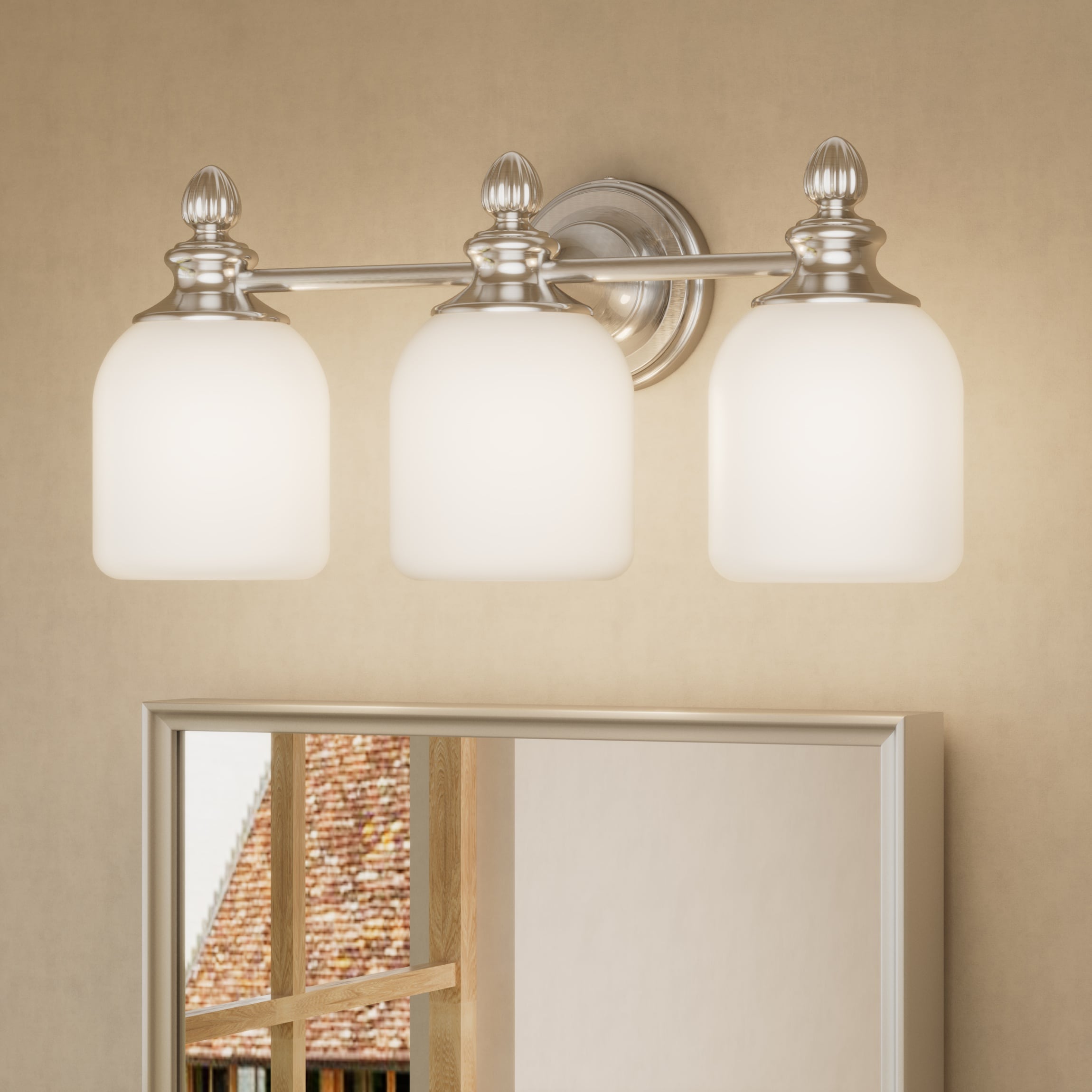 TETOTE 3-Light Brushed Nickel Vanity Light Bathroom Light Fixture Transitional Vanity light