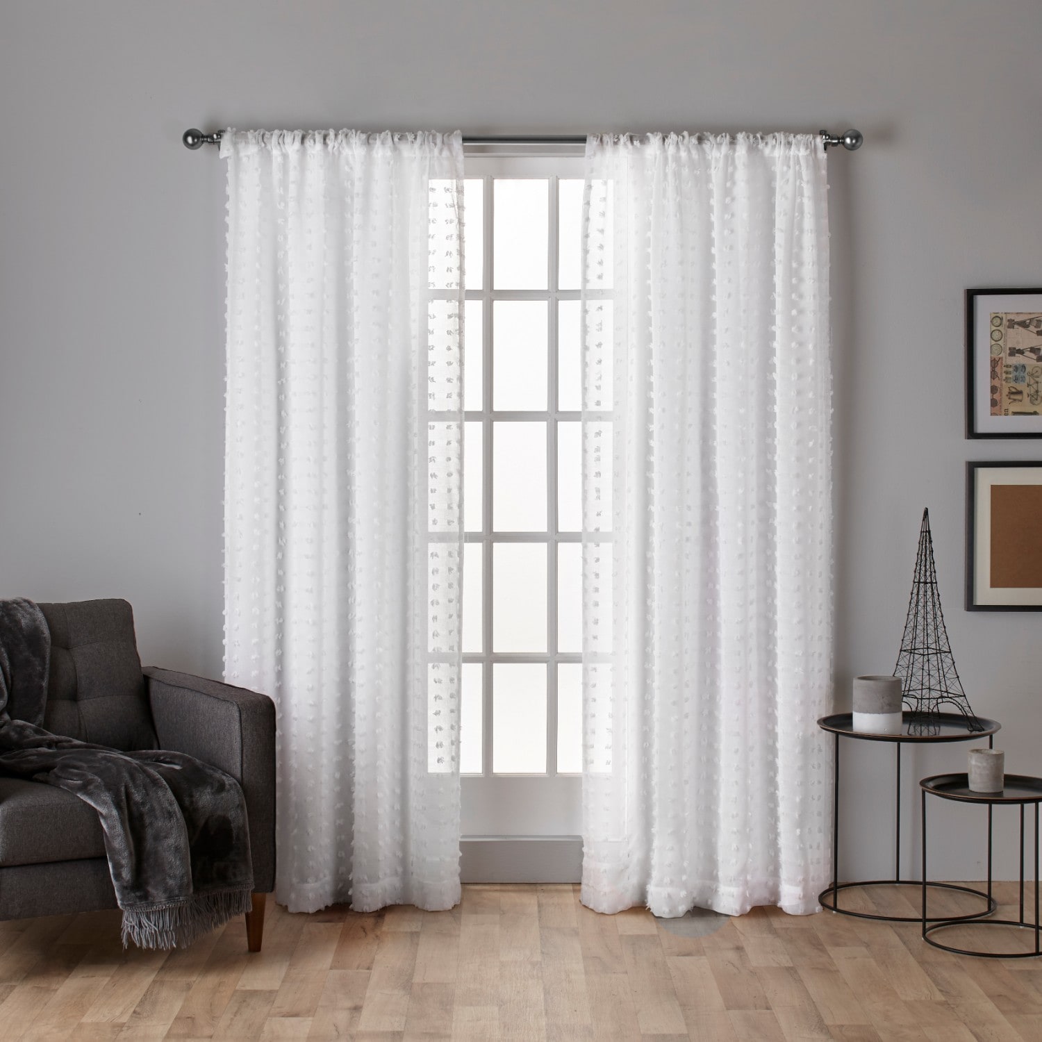 White Sheer Polyester Rod Pocket Kitchen Window Panels
