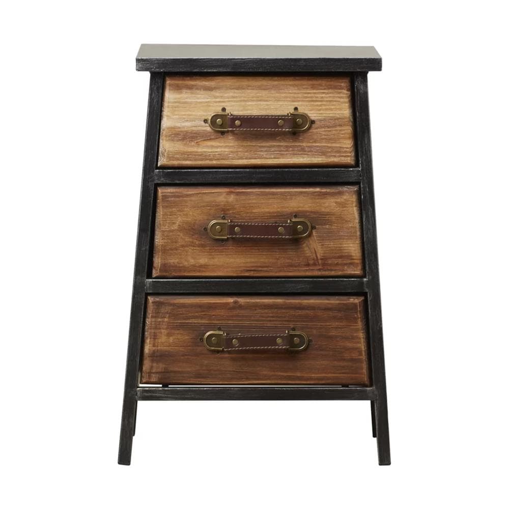 Benzara 3 Drawer Wooden Storage Chest with Canted Metal Frame at Lowes.com