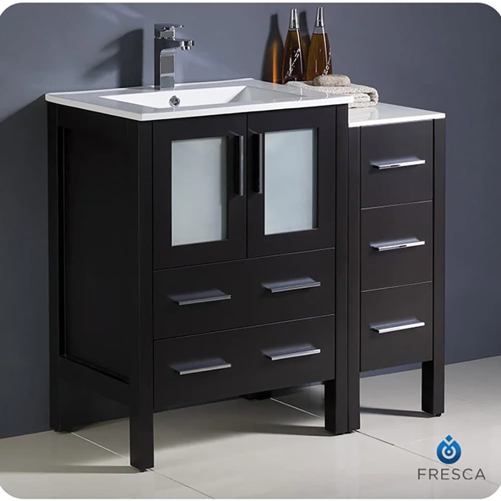 Fresca FCB62-2412ES-I Torino 30-in Espresso - 2 PCS Single sink Bathroom Vanity with White Ceramic Top