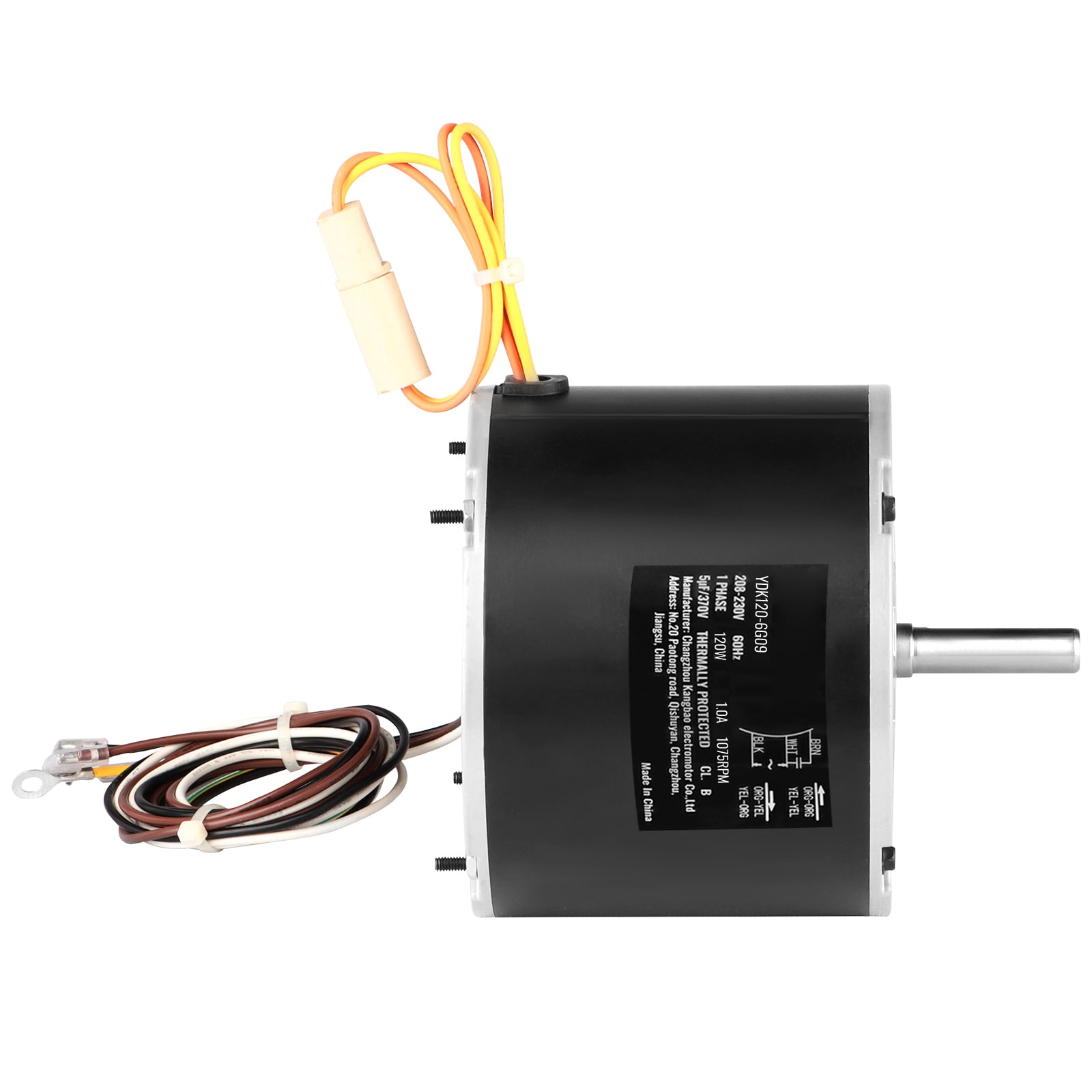 GIVIMO 1/6-HP Condenser Fan Motor - 208 to 230-V 1075-RPM OEM Replacement Reversible Rotation with CBB65 5-uF 370-V Capacitor for HVAC Condenser