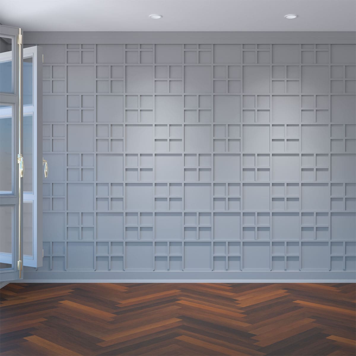 Ekena Millwork WALP16X16BUR 28-7/8-in x 15-3/8-in Smooth Paintable/Stainable White PVC Fretwork Wall Panel ( 2.91-sq ft )