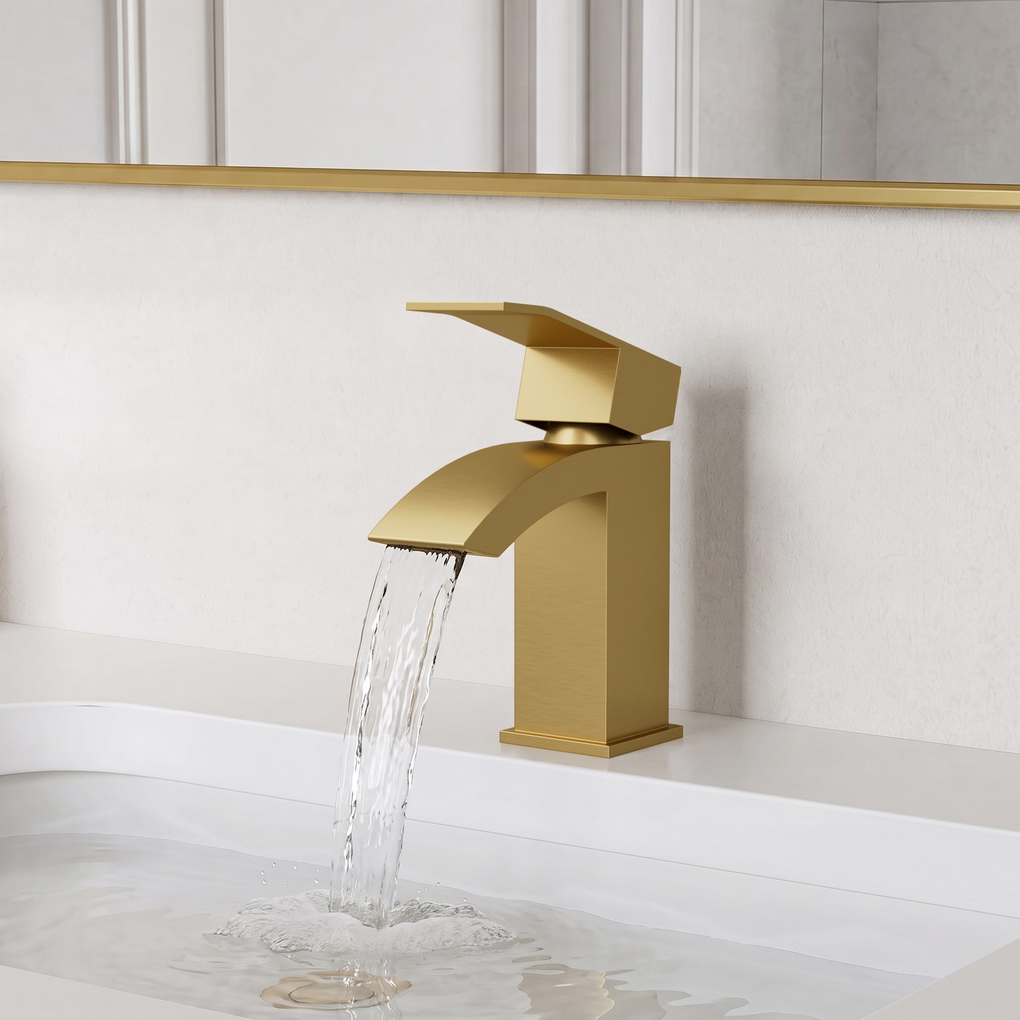 YAWWALK Bathroom Faucet Set Waterfall Single-Handle Sink Faucet and ...