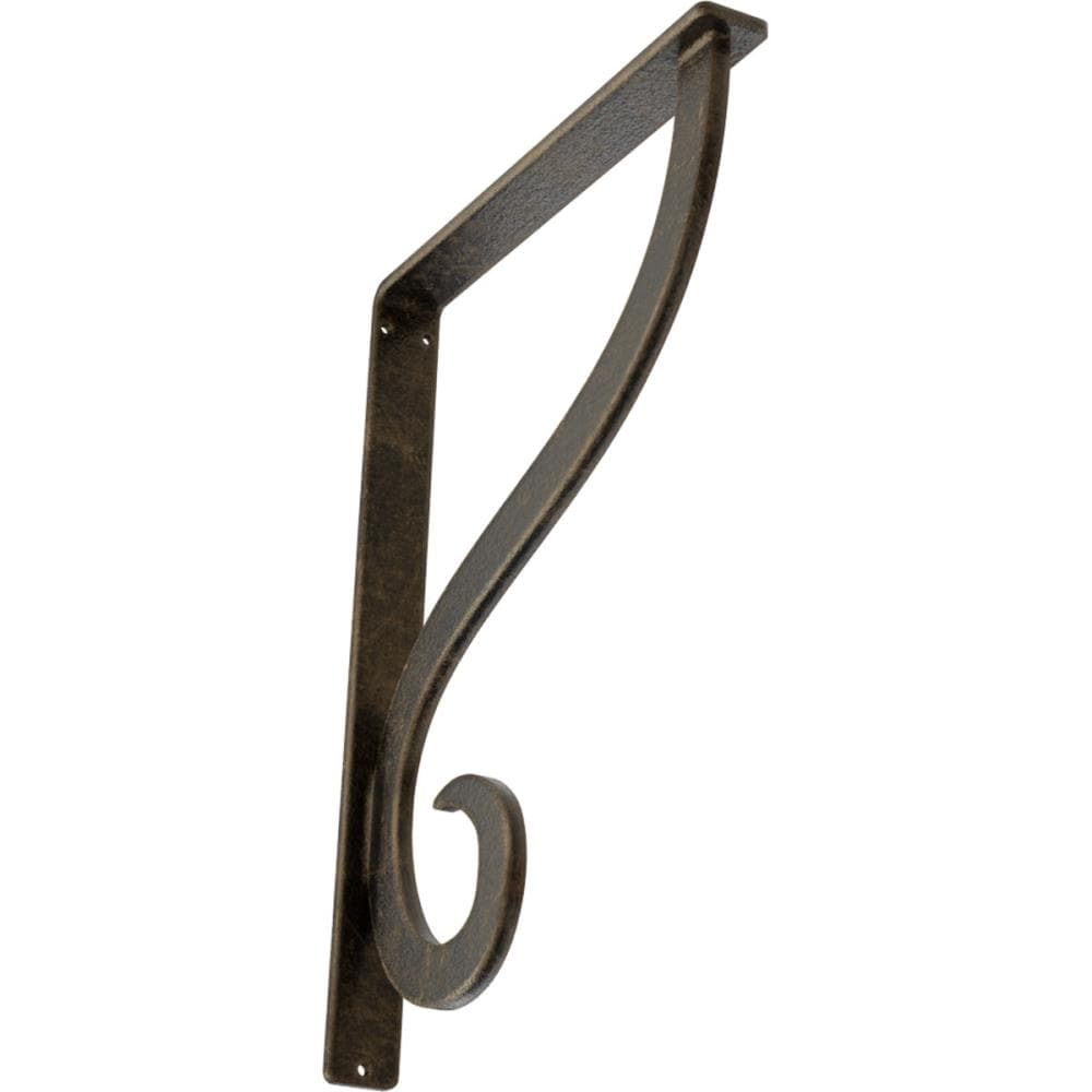 Ekena Millwork BKTM01X10X12SASAPG Ashford Single Ashford 10-in x 1.5-in x 12-in Antique gold Wrought iron Wall bracket