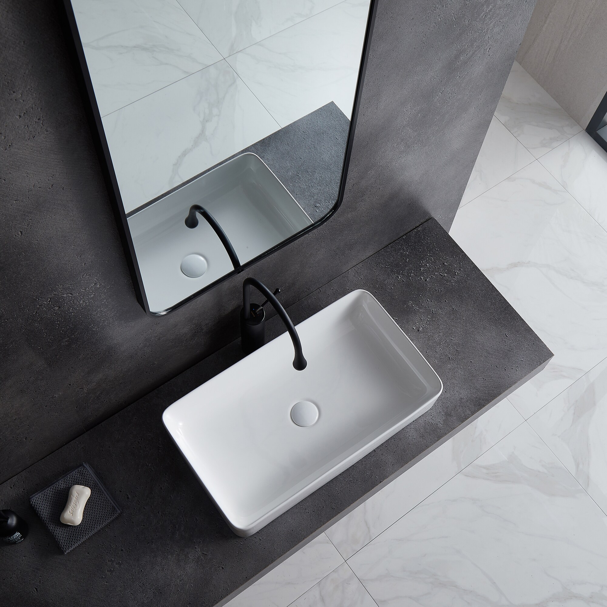 Eridanus Salerno Crisp White Vessel Rectangular Modern Bathroom Sink 13 6 In X 24 In At