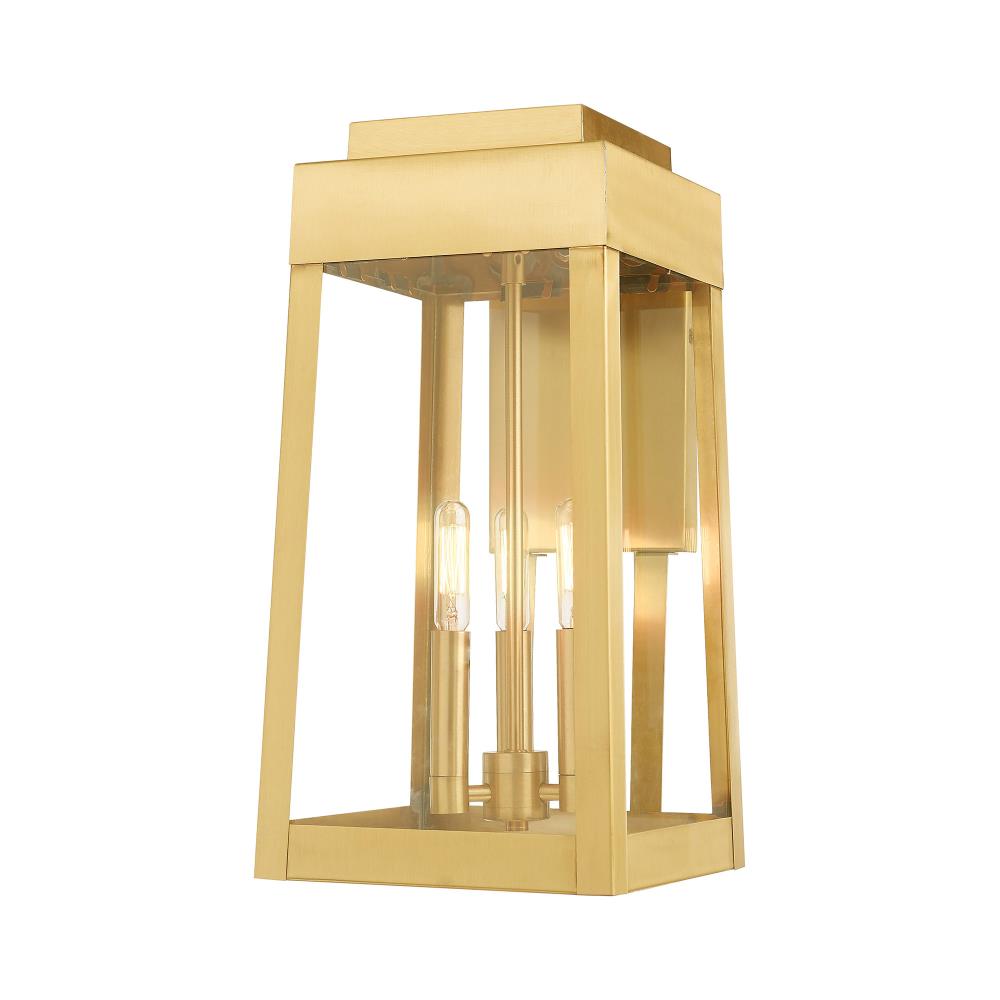 Livex Lighting 20855-12 Oslo 3 -Light 16-in H Satin Brass Hardwired Outdoor Wall Light