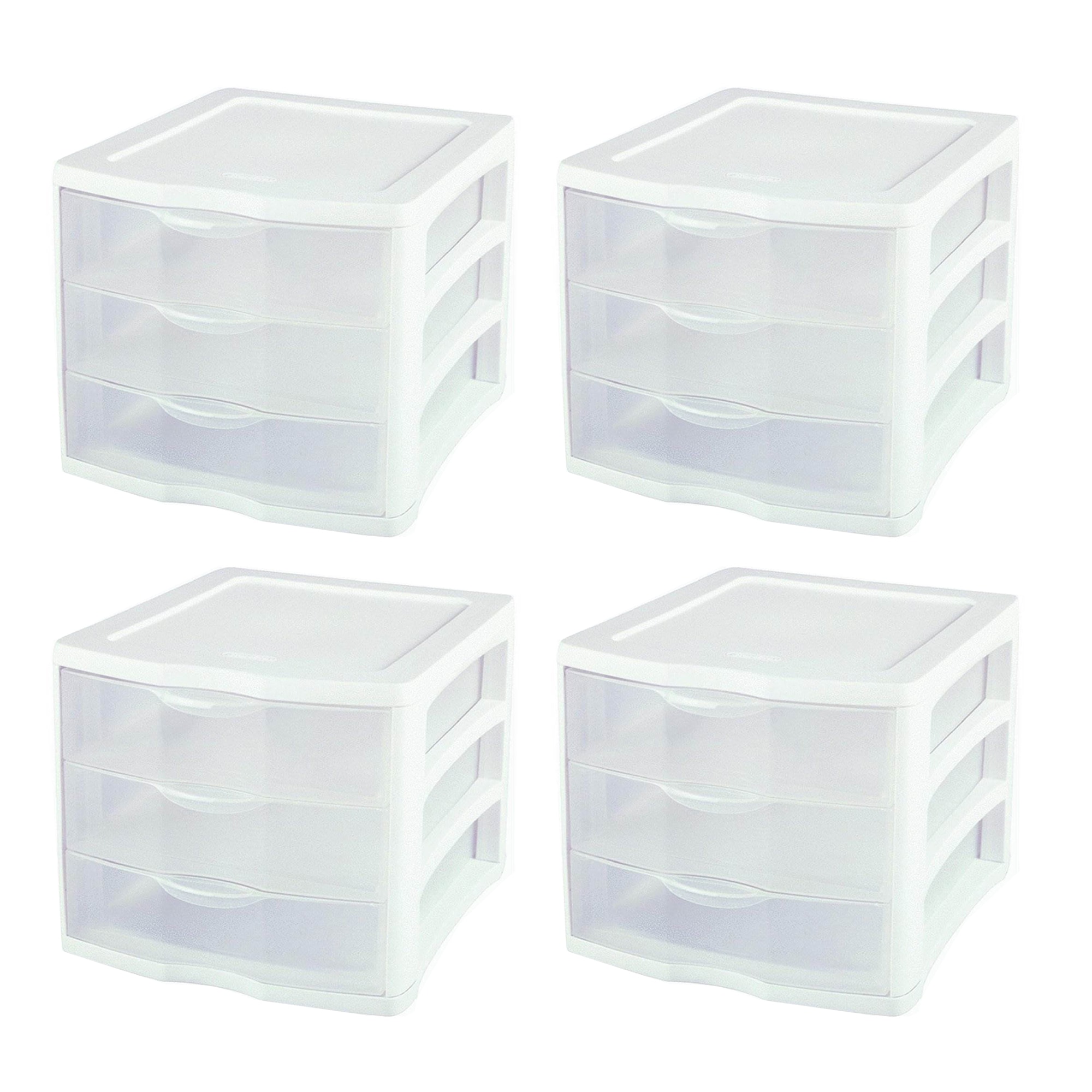 Sterilite 4-Pack 8-Drawers Clear Stackable Plastic Storage Drawer 11.12-in  H x 7.25-in W x 8.5-in D in the Storage Drawers department at