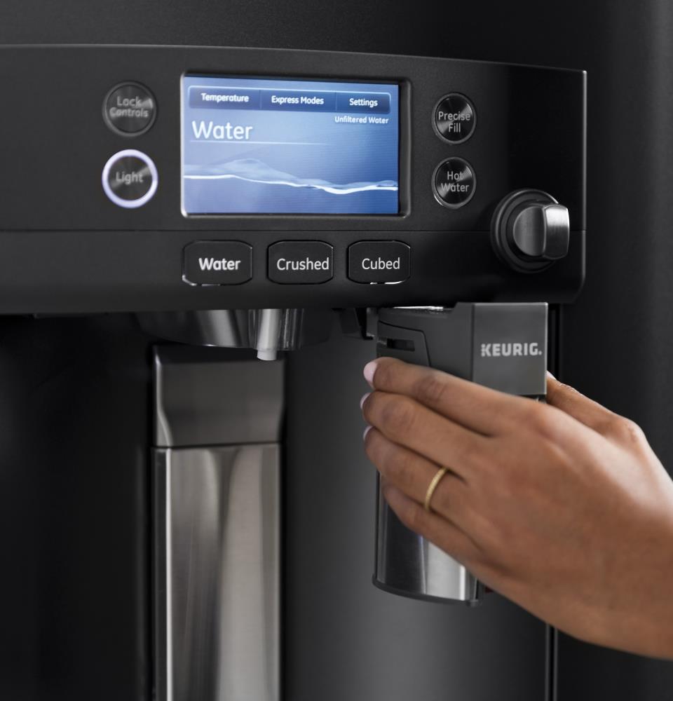 GE Cafe with Keurig K CUP Brewing System 27.8 cu ft French Door Refrigerator with Ice Maker Black Slate ENERGY STAR in the French Door Refrigerators department at Lowes