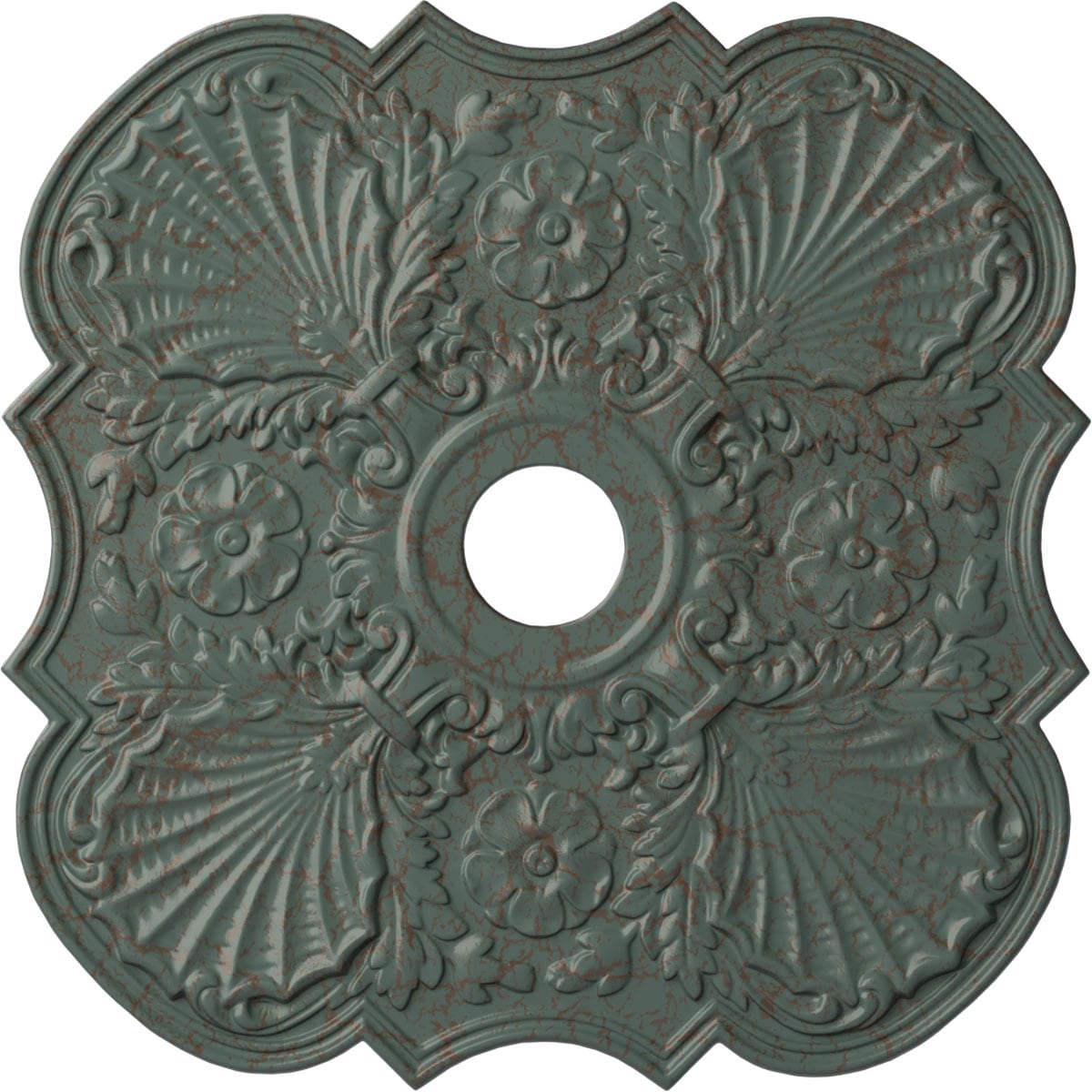 Ekena Millwork CM29FWCBC Flower 29-in W x 29-in L Painted Cloud Burst Crackle Polyurethane Whole Ceiling Medallion