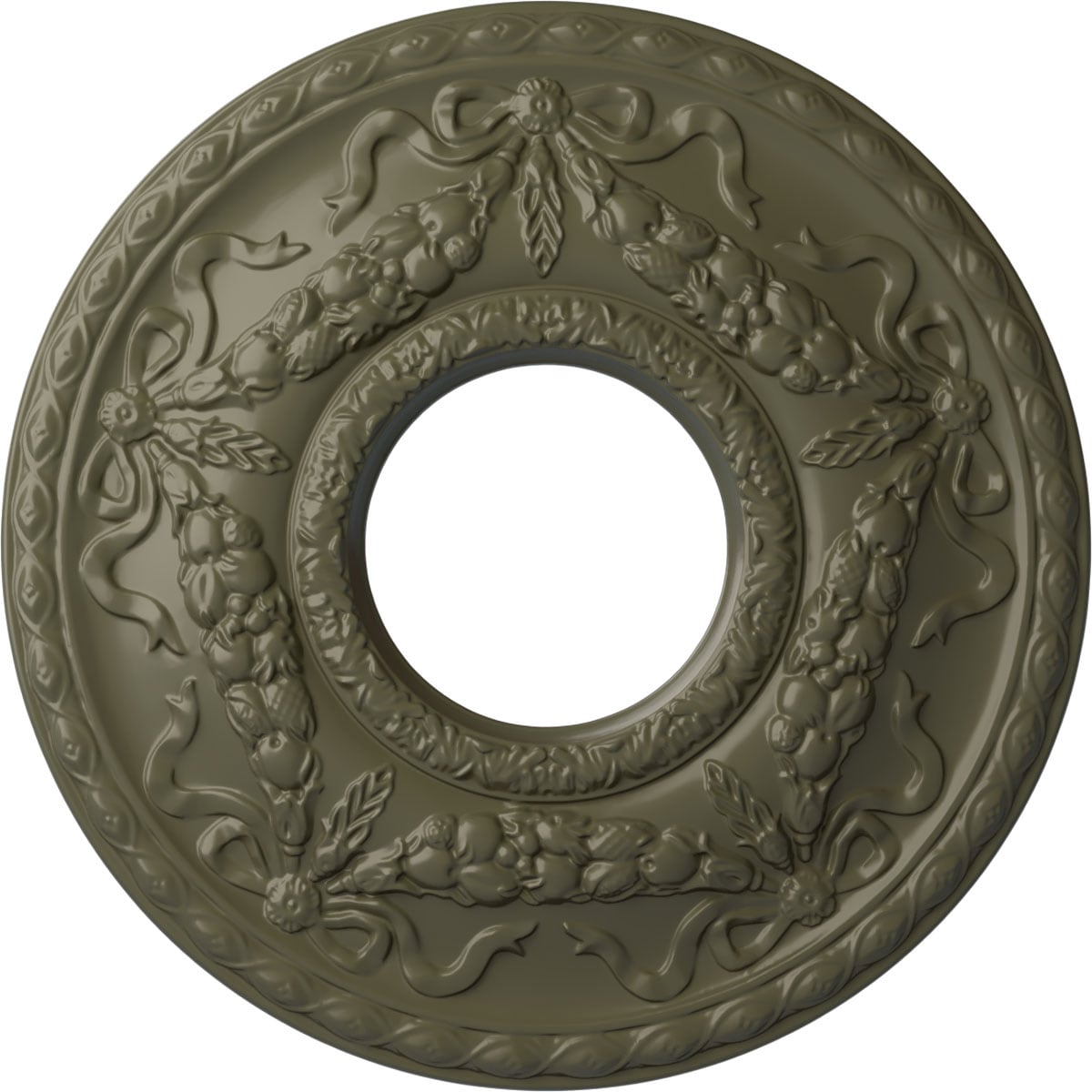 Ekena Millwork CM26HUPTF Hurley 22.125-in W x 22.125-in L Painted Turtle Polyurethane Whole Ceiling Medallion