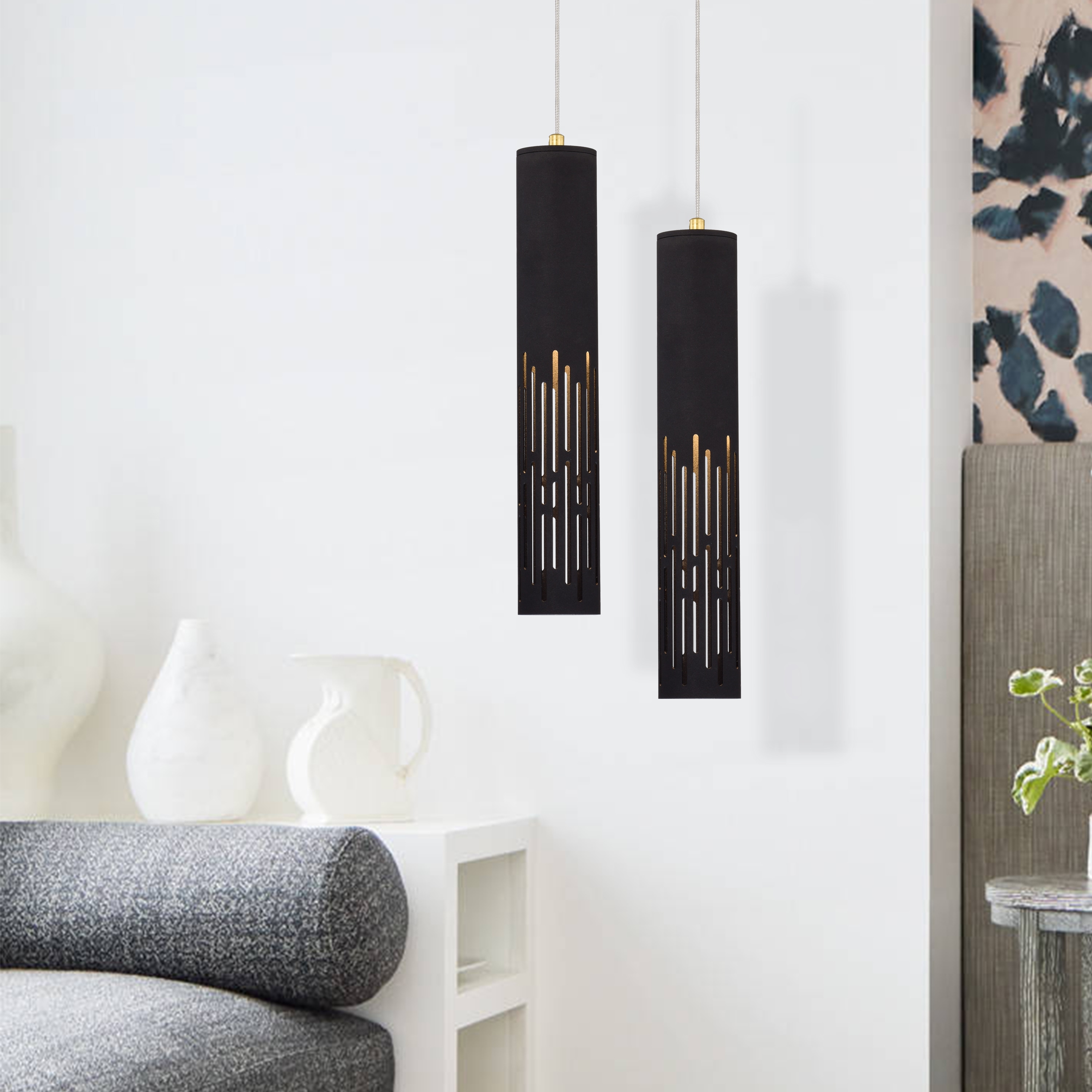 Matte Black Mini LED Cylinder Pendant Light