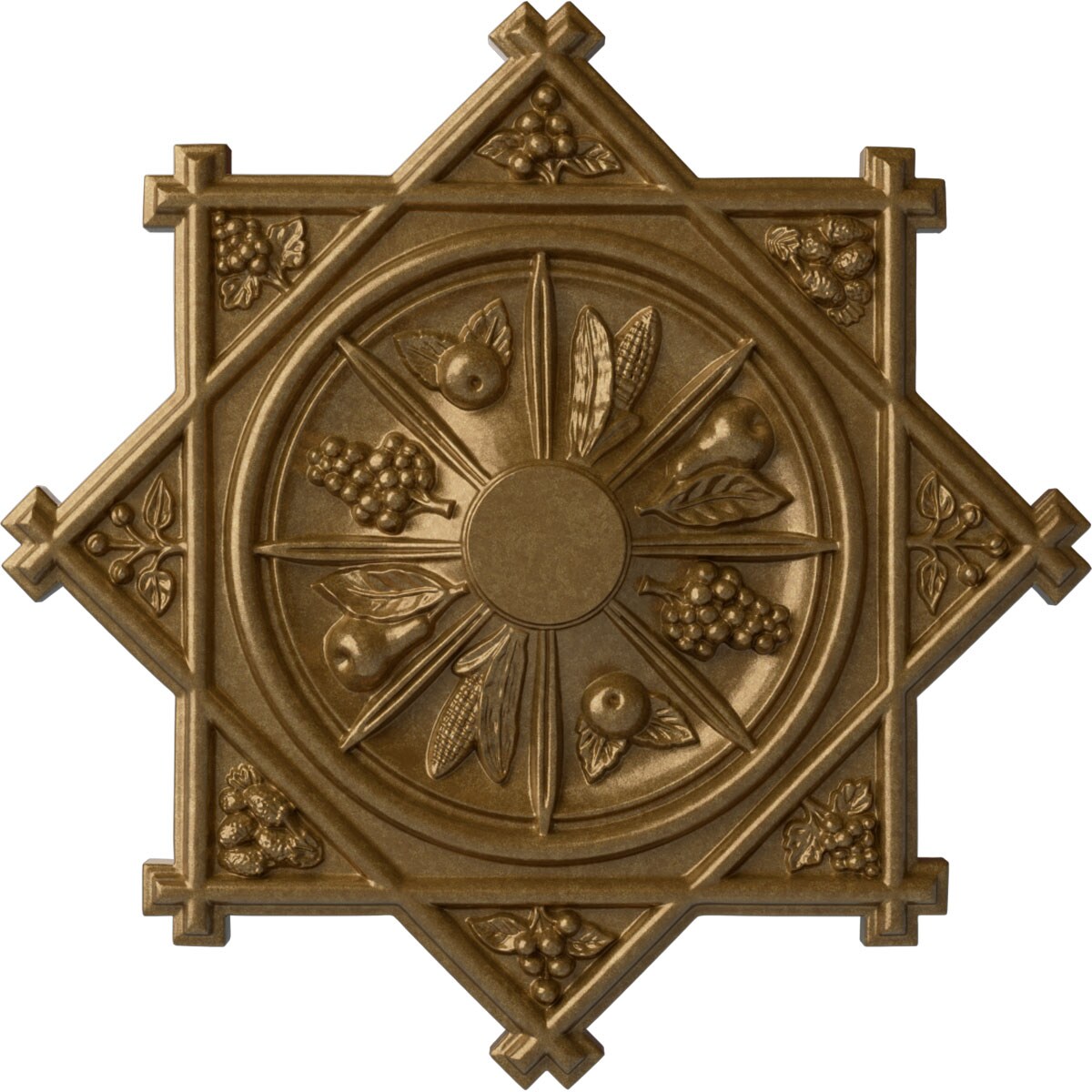 Ekena Millwork CM38ANPAS Antilles 38.25-in W x 38.25-in L Painted Pale Gold Polyurethane Whole Ceiling Medallion