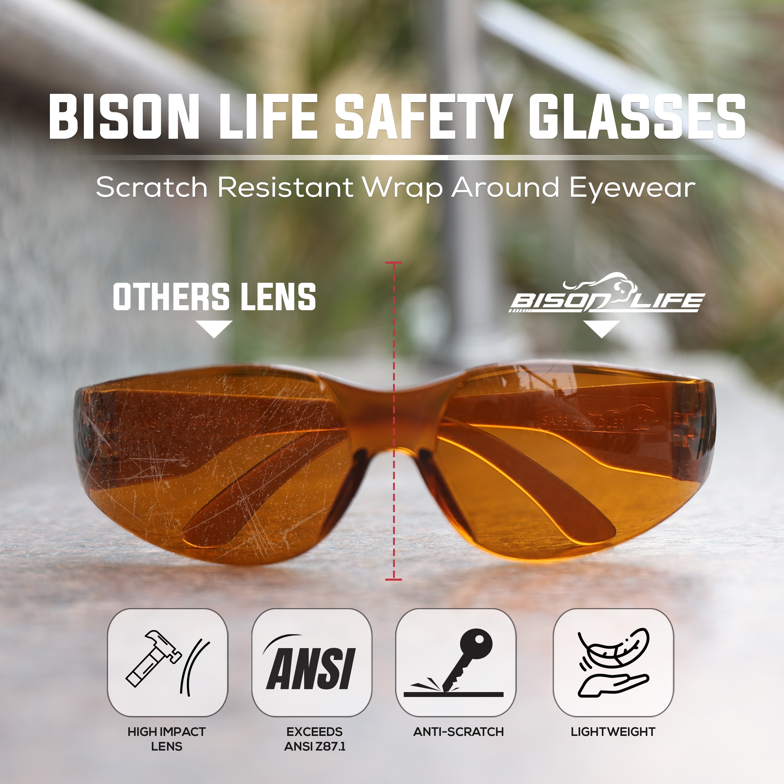 BISON LIFE SH-CR-CLCT-SG5BR-CS Protective-Eye-Wear - View #5