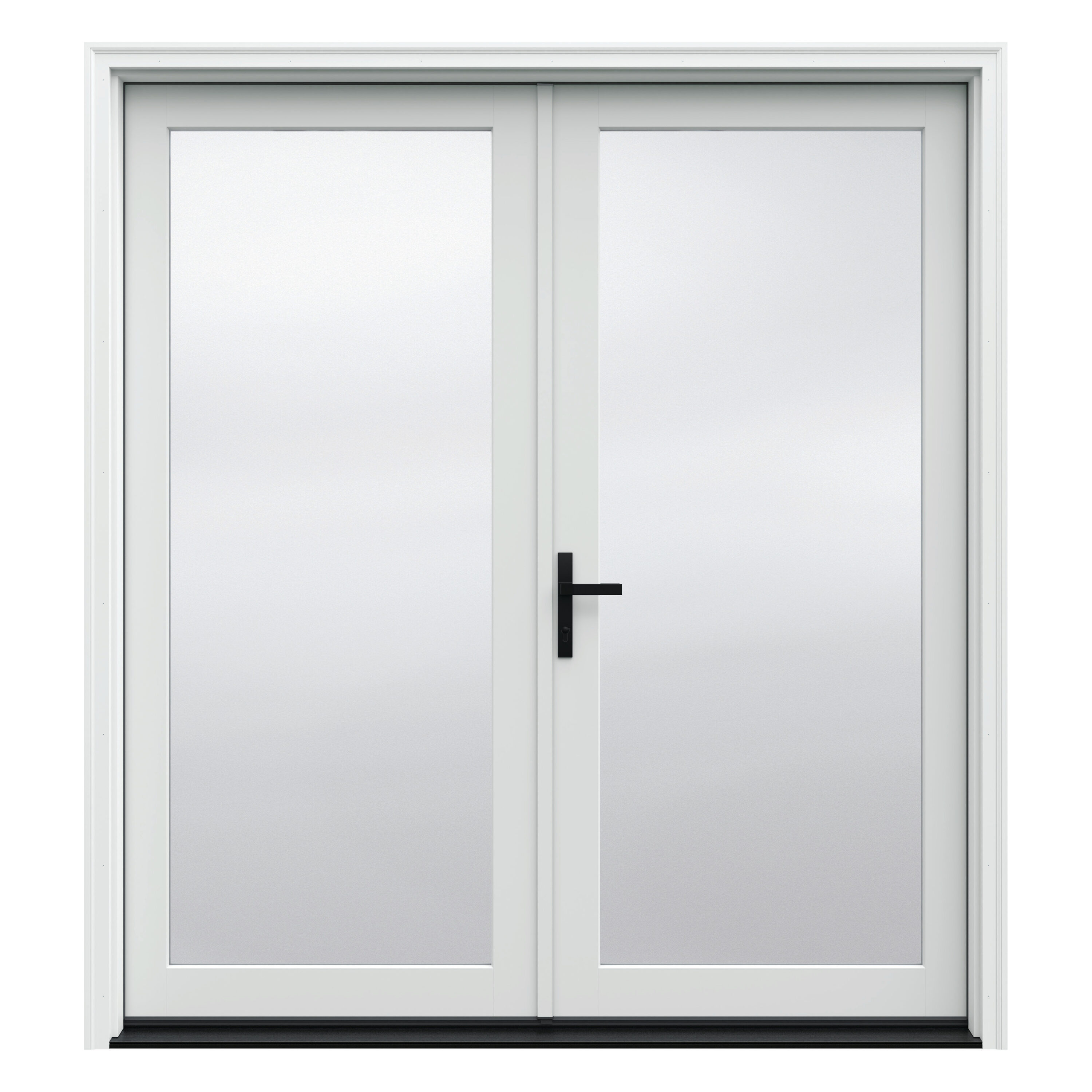 F-4500 72-in x 80-in Low-e Primed Fiberglass French Right-Hand Inswing Double Patio Door Screen Included in Off-White | - JELD-WEN LOWOLJW252000049