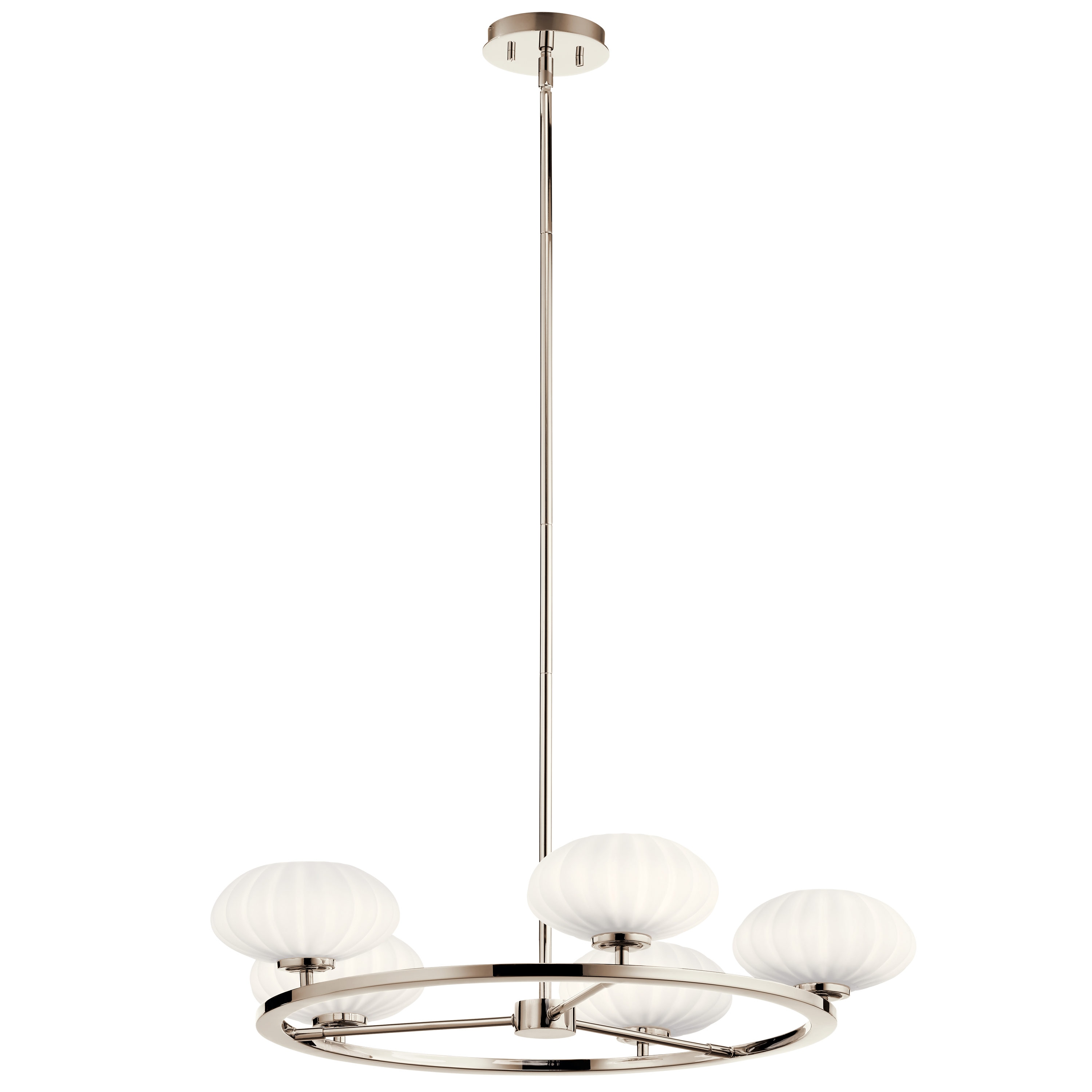 Kichler 52223PN Pim 5 -Light Nickel Modern/contemporary For Use in Bedrooms, Dining Rooms, Foyers, Kitchens, Living Rooms Chandelier