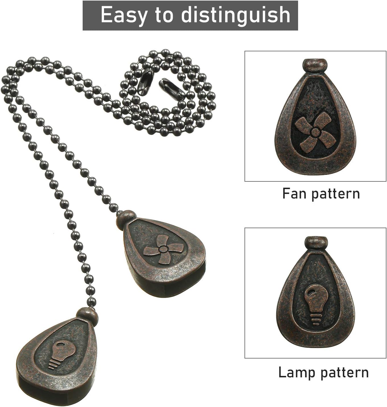 Etokfoks Classic 12 in Black Copper Ceiling Fan Pull Chains with ...