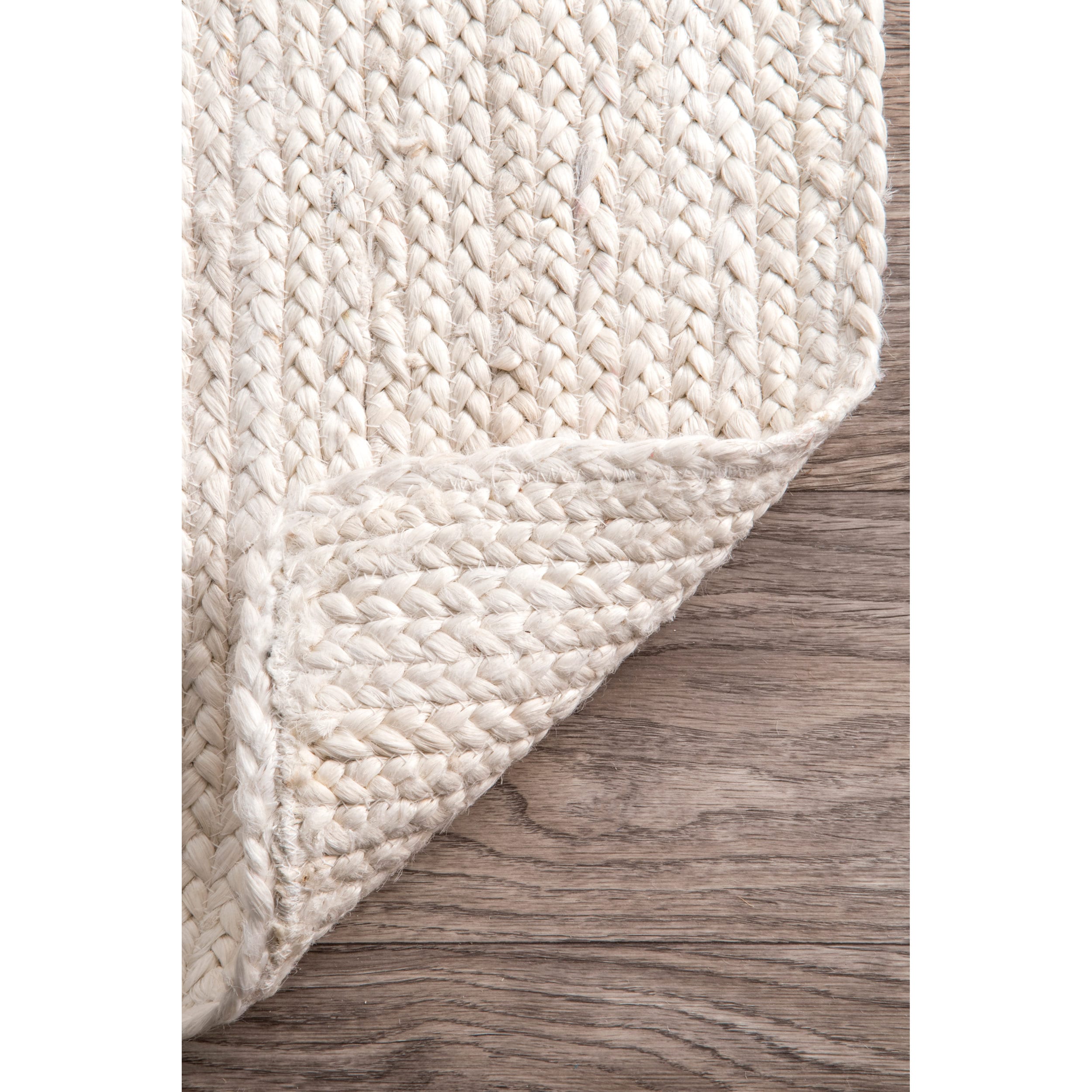 nuLOOM Rigo Hand Woven Farmhouse Jute Area Rug, 5' Round, Off-white