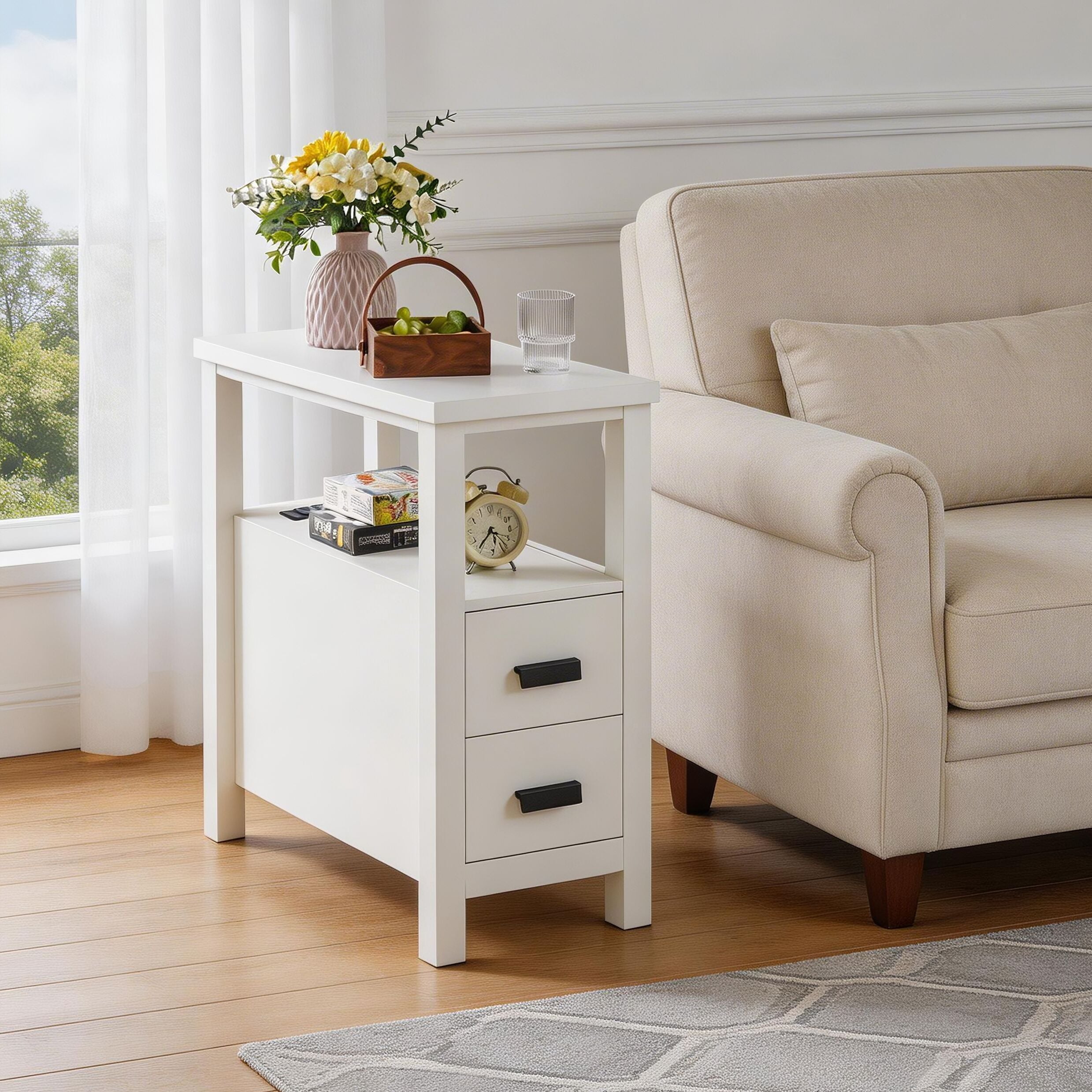 ZAKLOOP End Table with Charging Station Side Tables with USB Ports ...