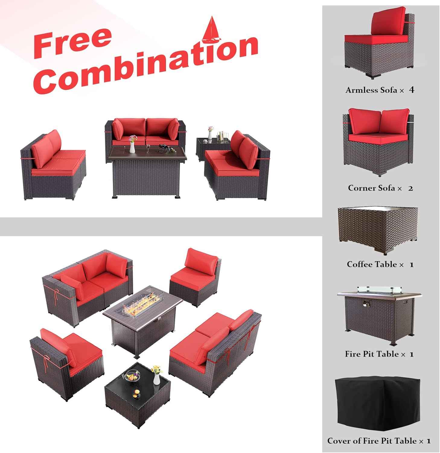ALAULM LS-7+FP-RED Patio-Conversation-Sets - View #6