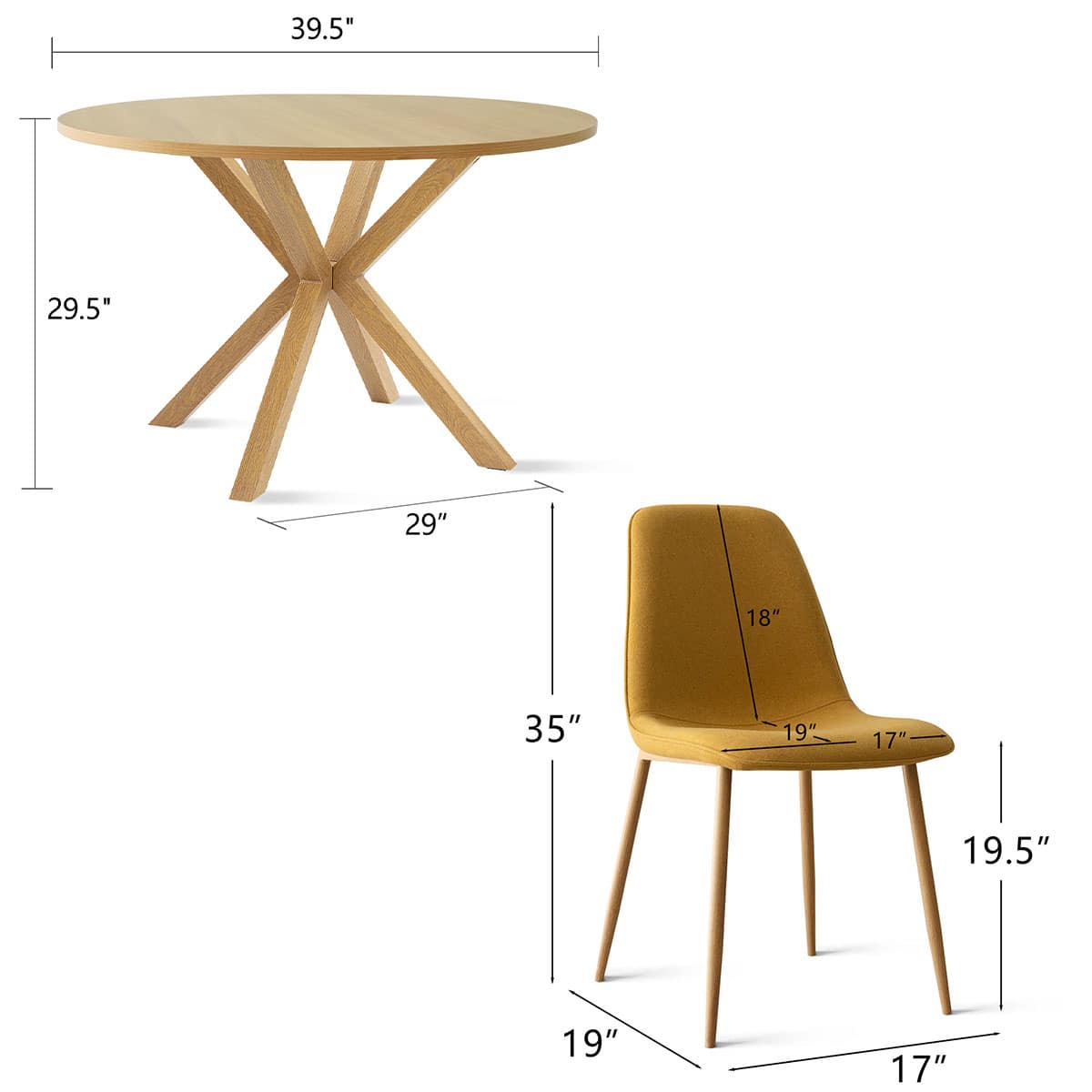 Maison Boucle OLIVER-WD+OSLO-YEL4 Dining-Sets - View #3