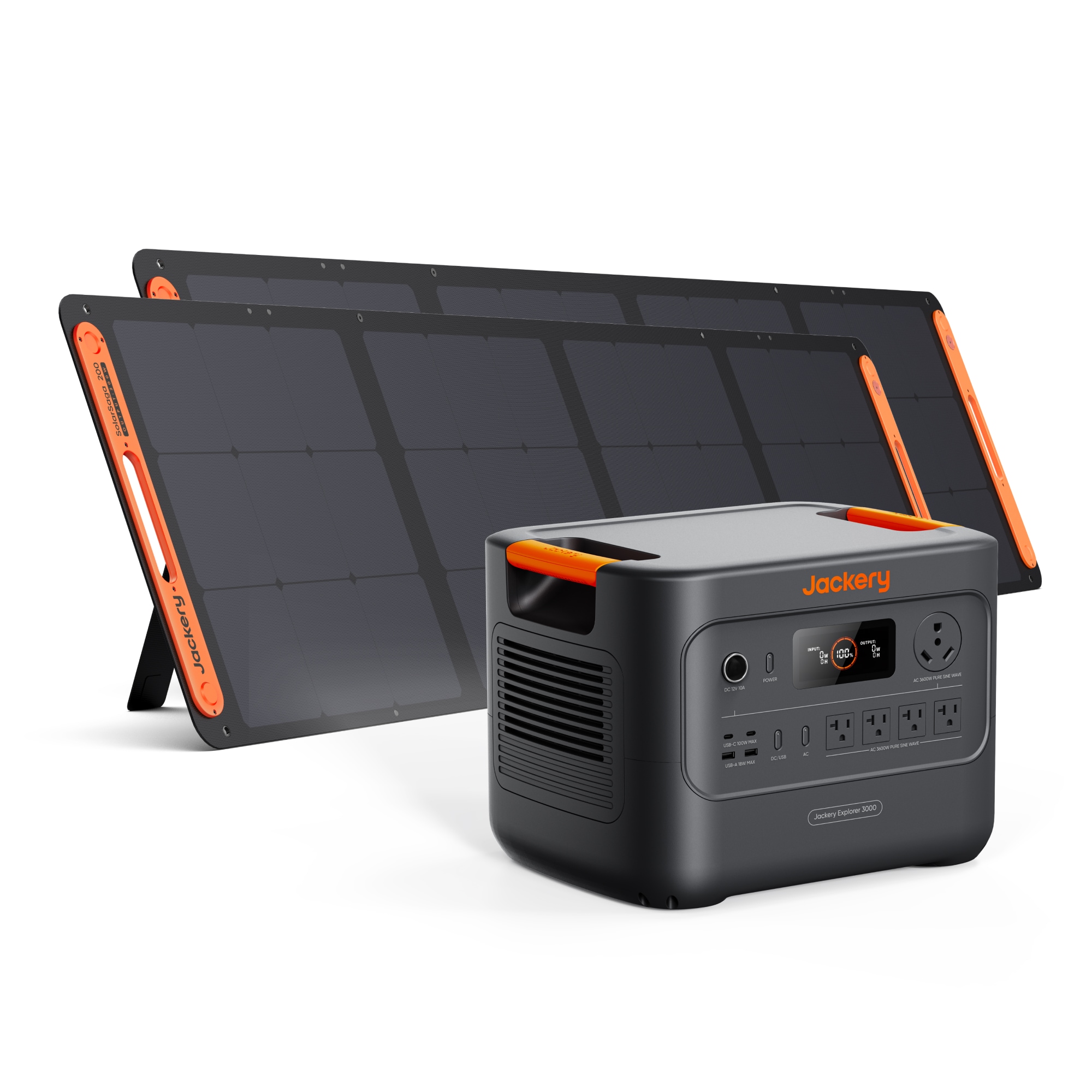 Jackery Explorer 3000 v2 (3070Wh) with 2x 200W Solar Panel 3600 -Watts Portable Power Station 2 Solar Panels Included #60-300020-US00021
