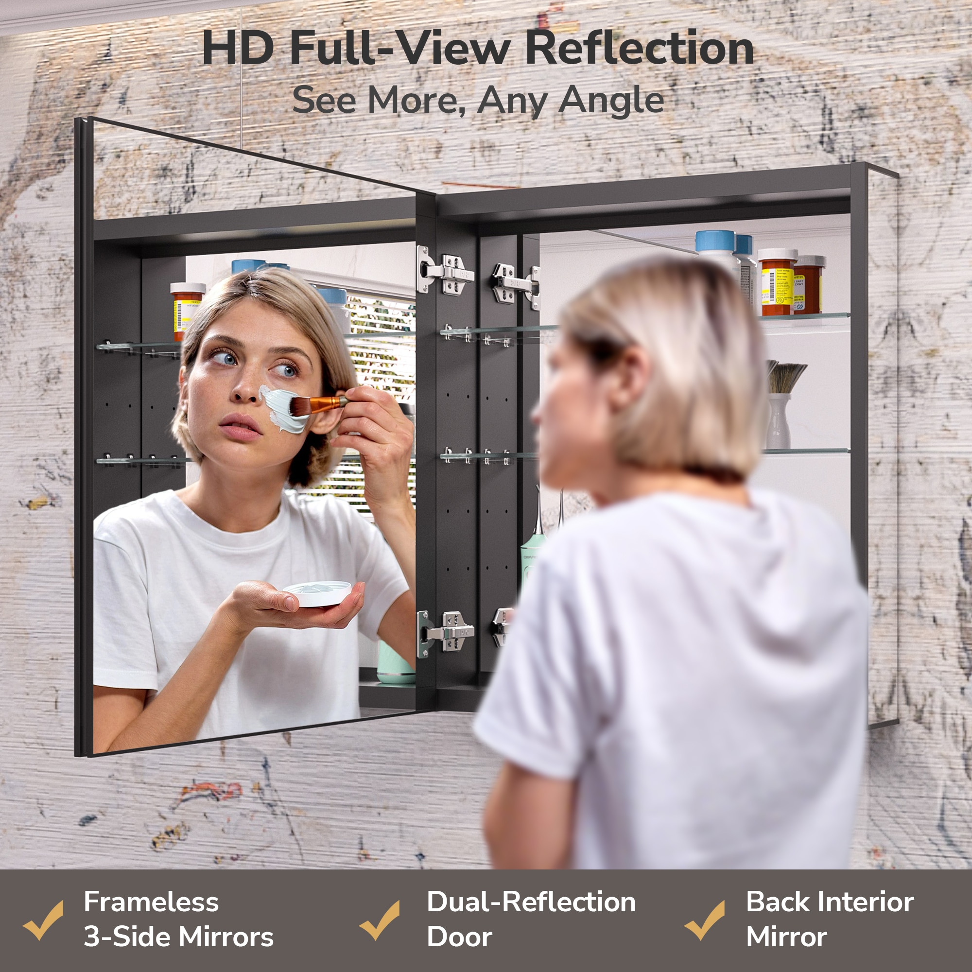 Keonjinn LW-JG-4066BK Bathroom-Medicine-Cabinets - View #6