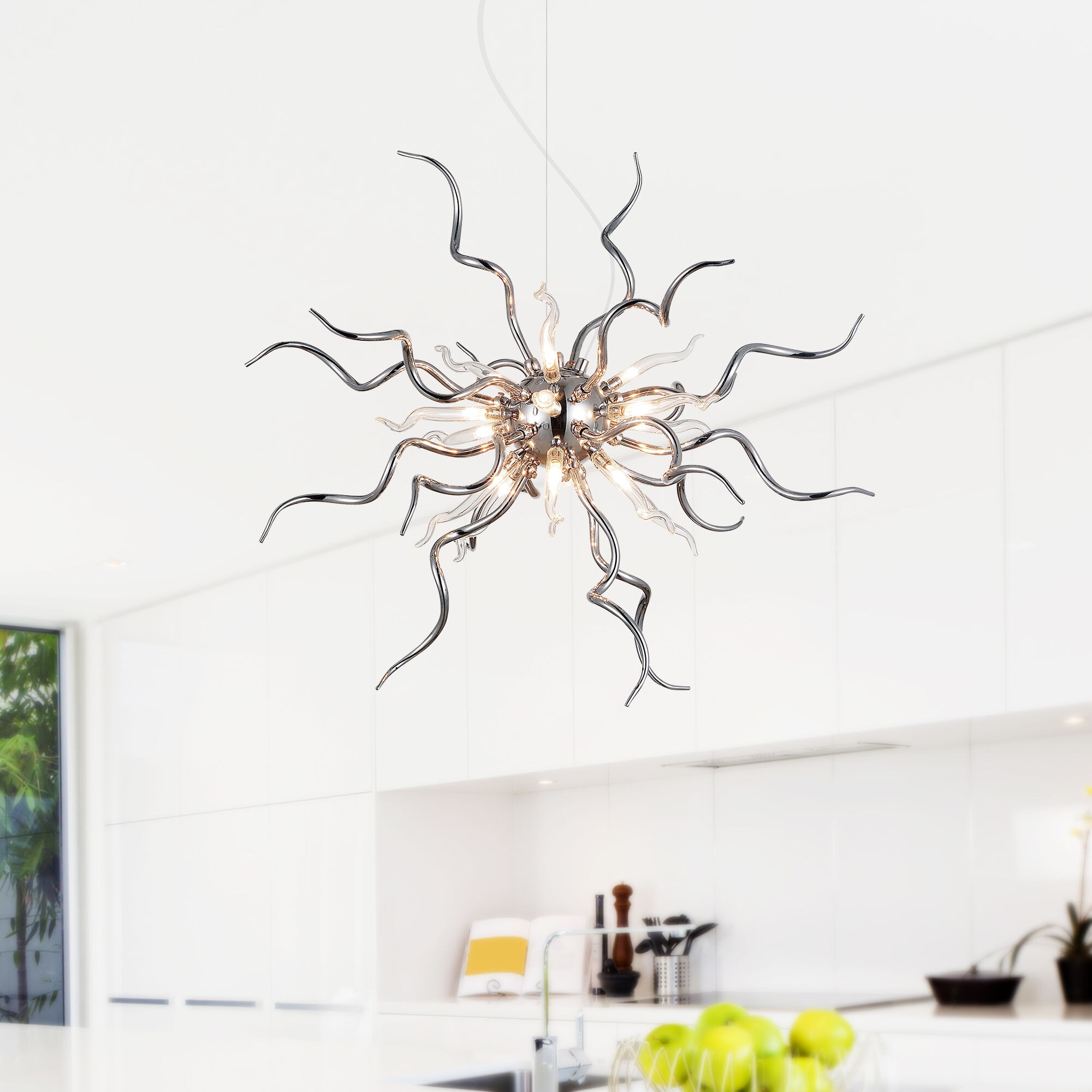 CWI Lighting 5573P23C-R Twist 15 -Light Multiple finishes Chrome Modern/contemporary For Use in Bathrooms, Bedrooms, Dining Rooms, Foyers, Kitchens, Living Rooms Chandelier