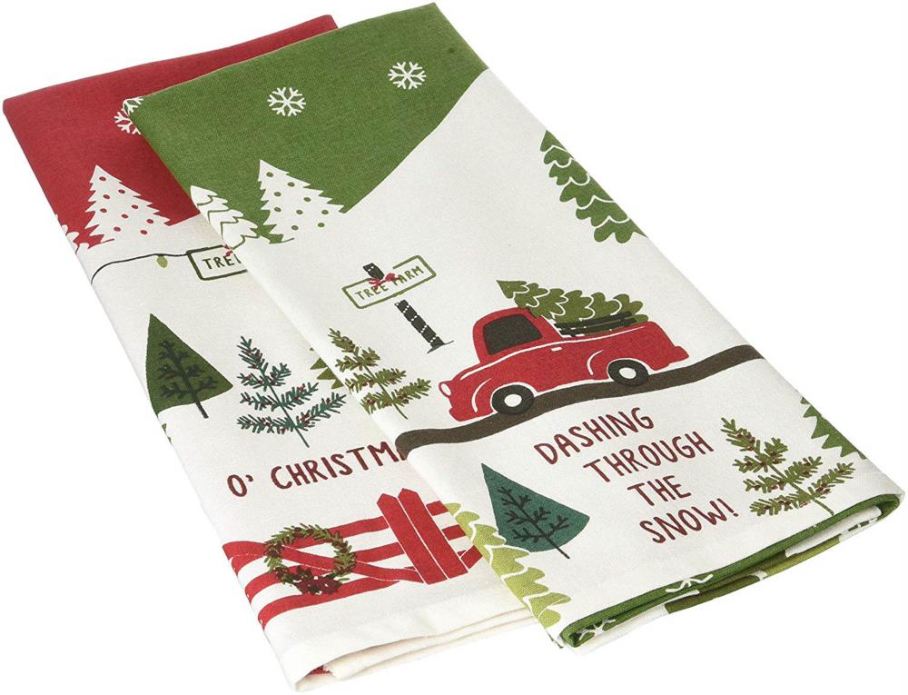  DII Holiday Kitchen Towels Embroidered Dish Towel Set, 18x28,  Tree Farm, 3 Piece : Home & Kitchen