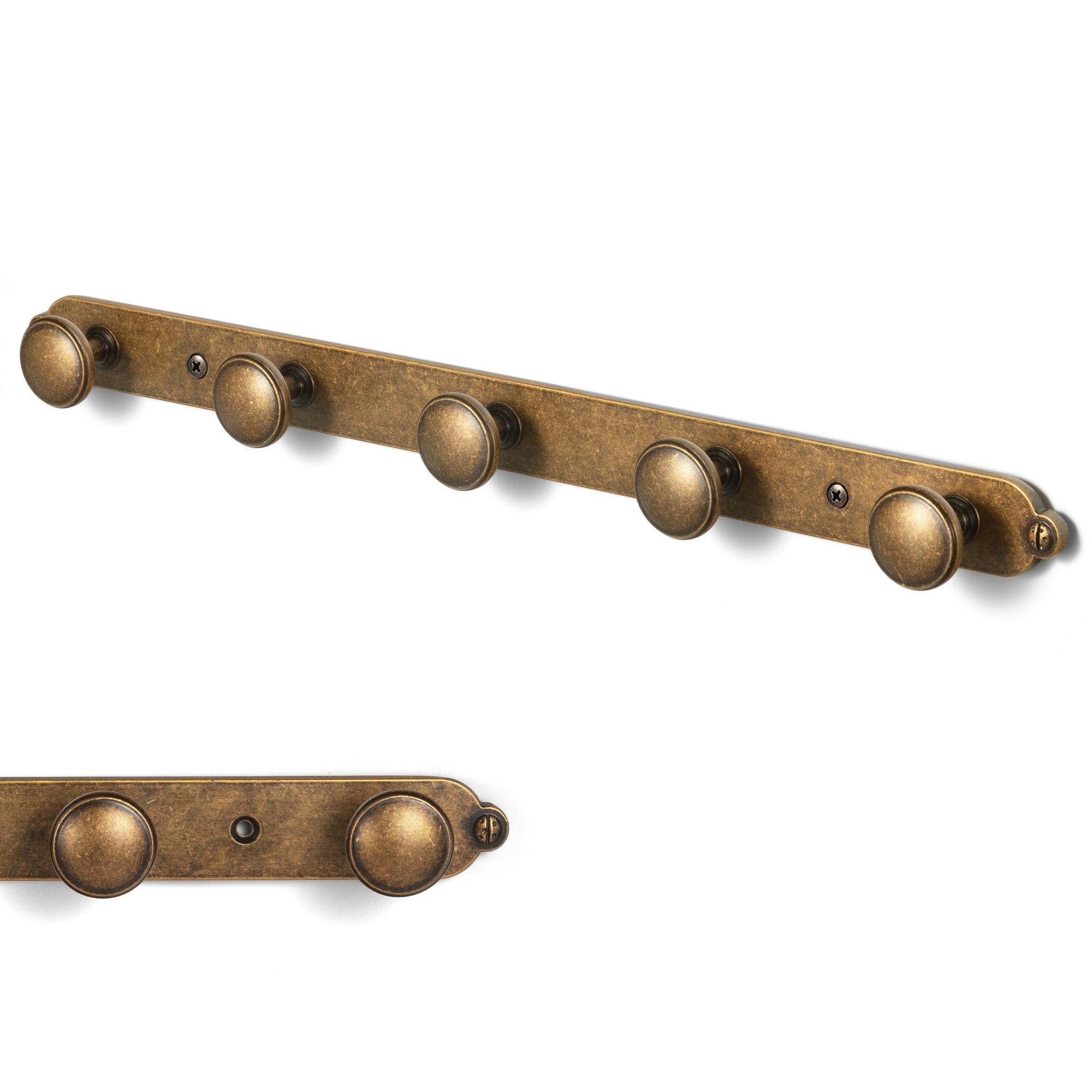 Miaokesen 5 -Hook 15.1-in x 1.2-in H Antique Brass Decorative Wall Hook ( 35-lb Capacity)