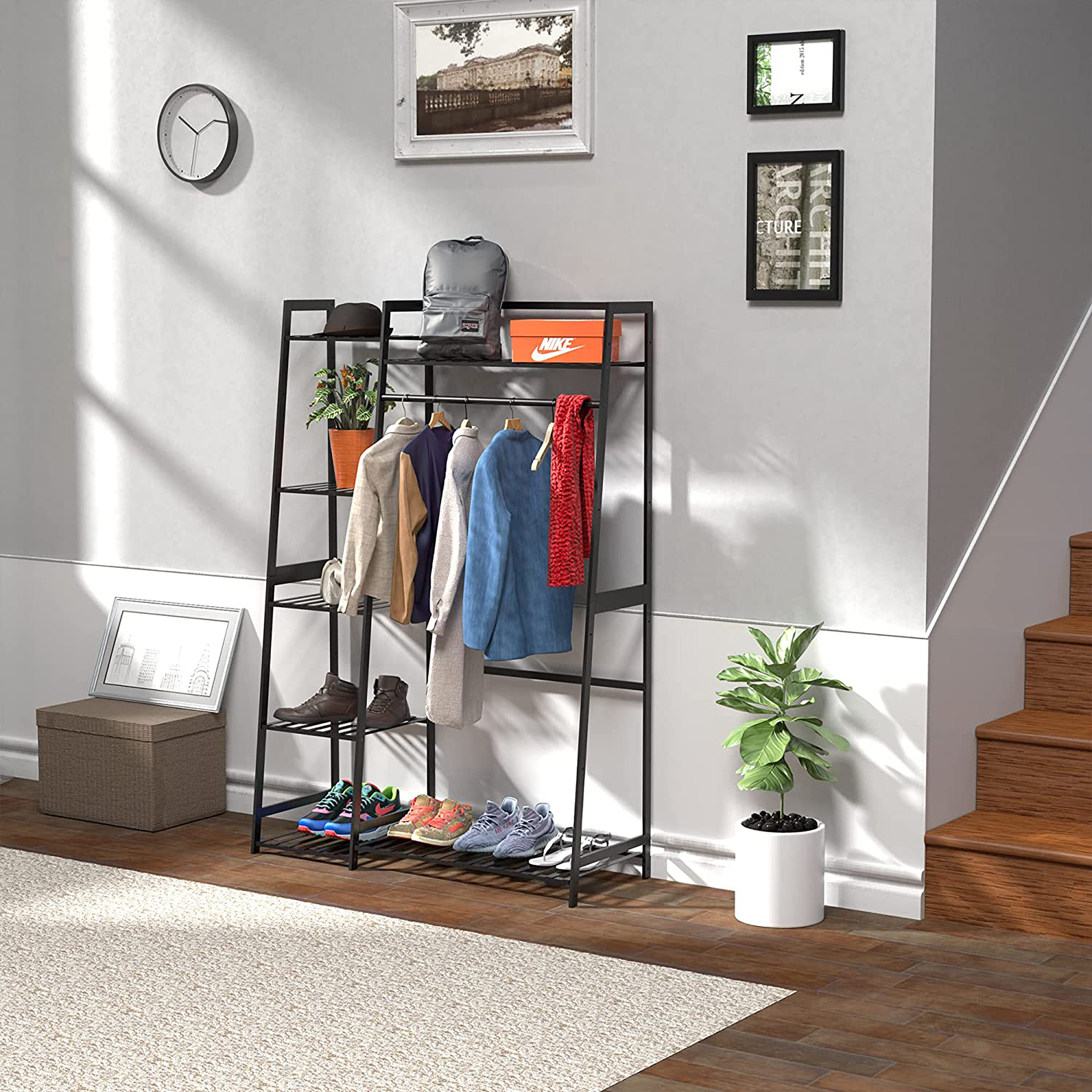 HOME CUBE 1 Pc Multipurpose Clothes Rack with Bottom Shelves