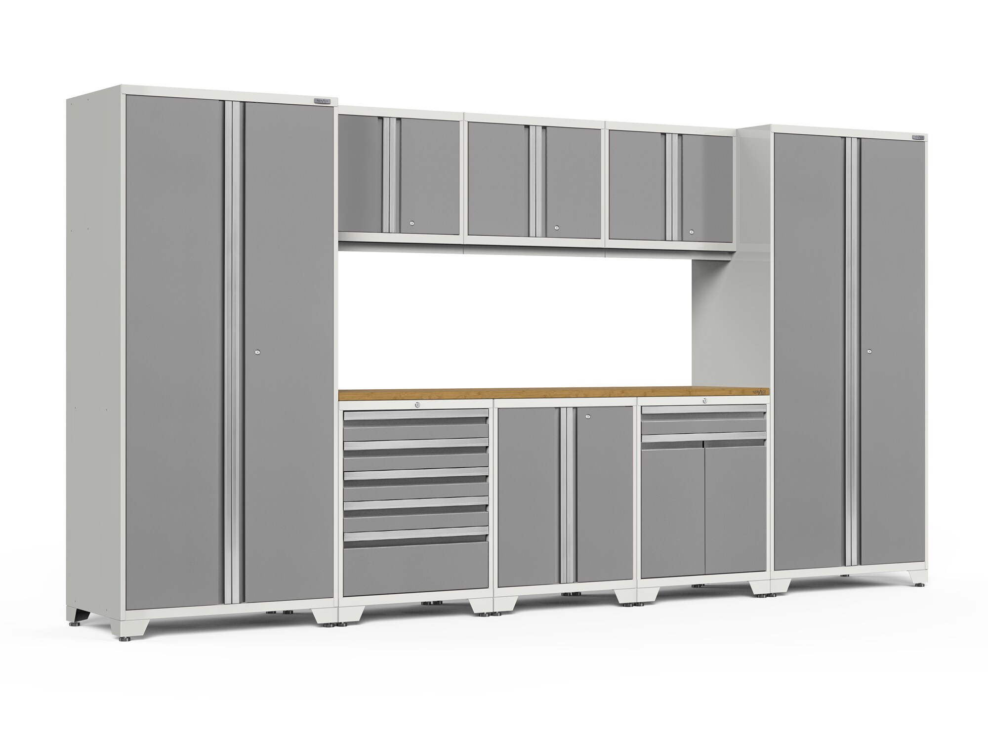 NewAge Products 52466 156.0-in W x 84.75-in H x 24.0-in D 8 -Cabinets Steel Platinum Garage Storage System