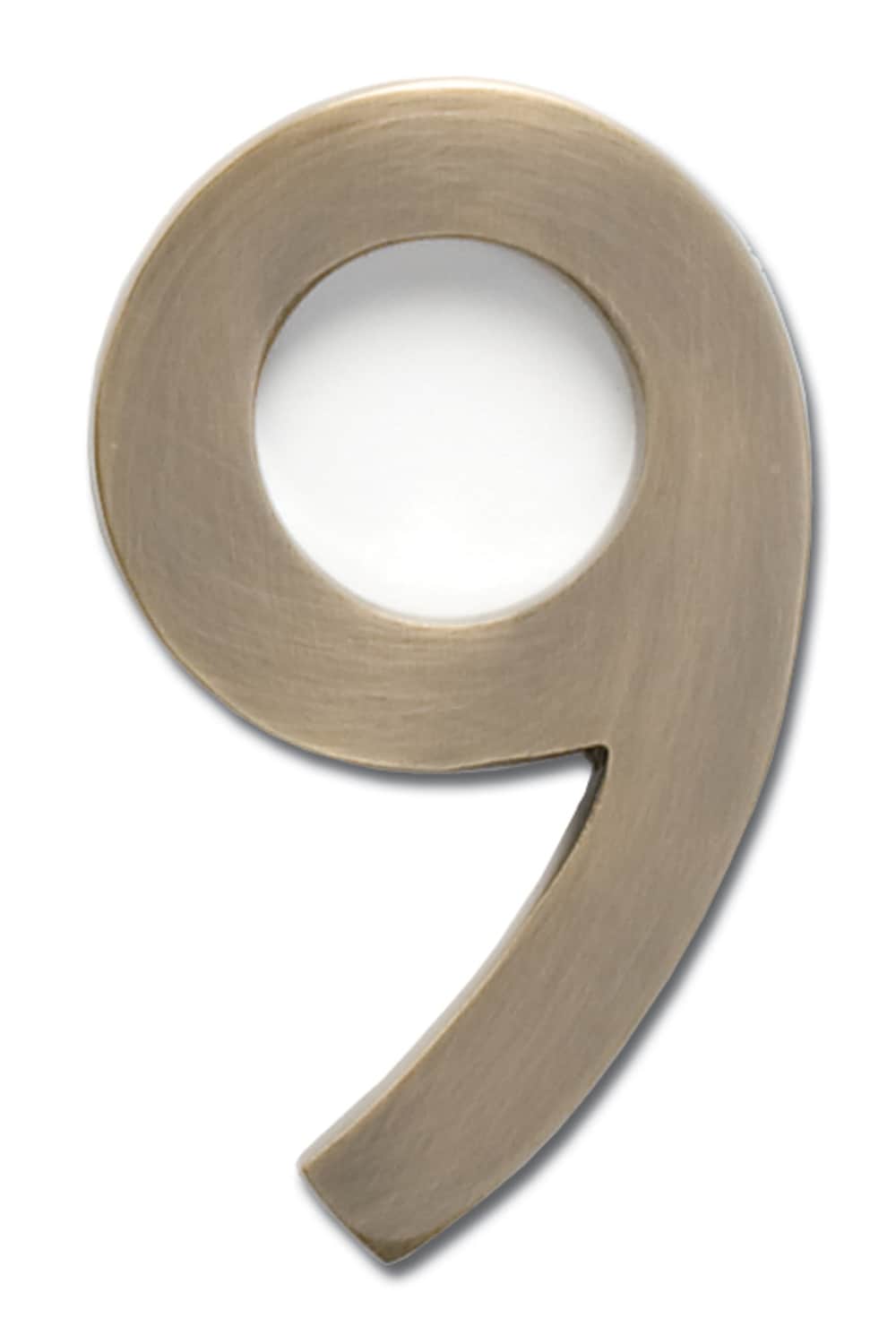 Architectural Mailboxes 3582AB-9 4-in Reflective Antique Brass Number 9