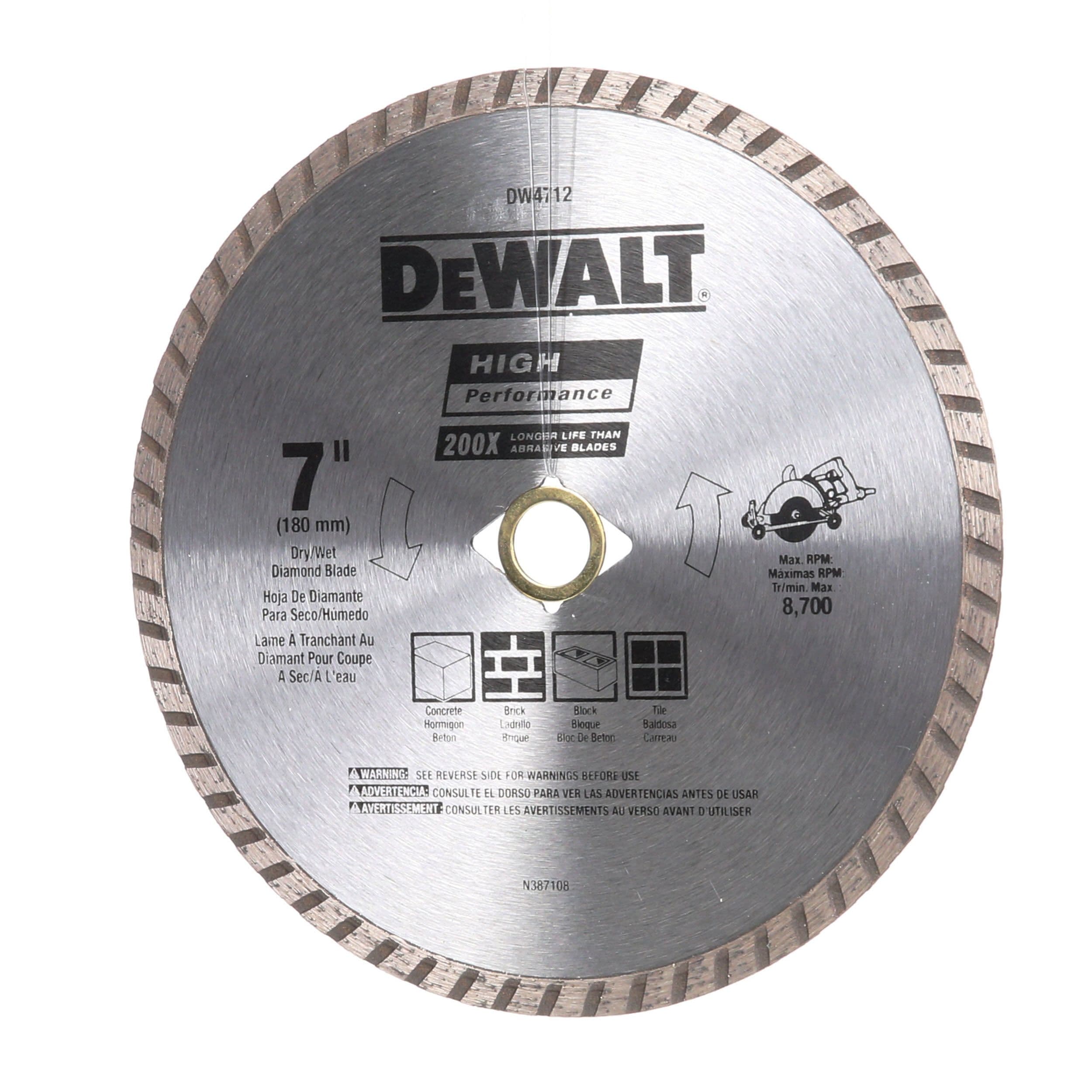Details about   DeWalt High Performance Diamond Masonry Blade 7" DW4712 