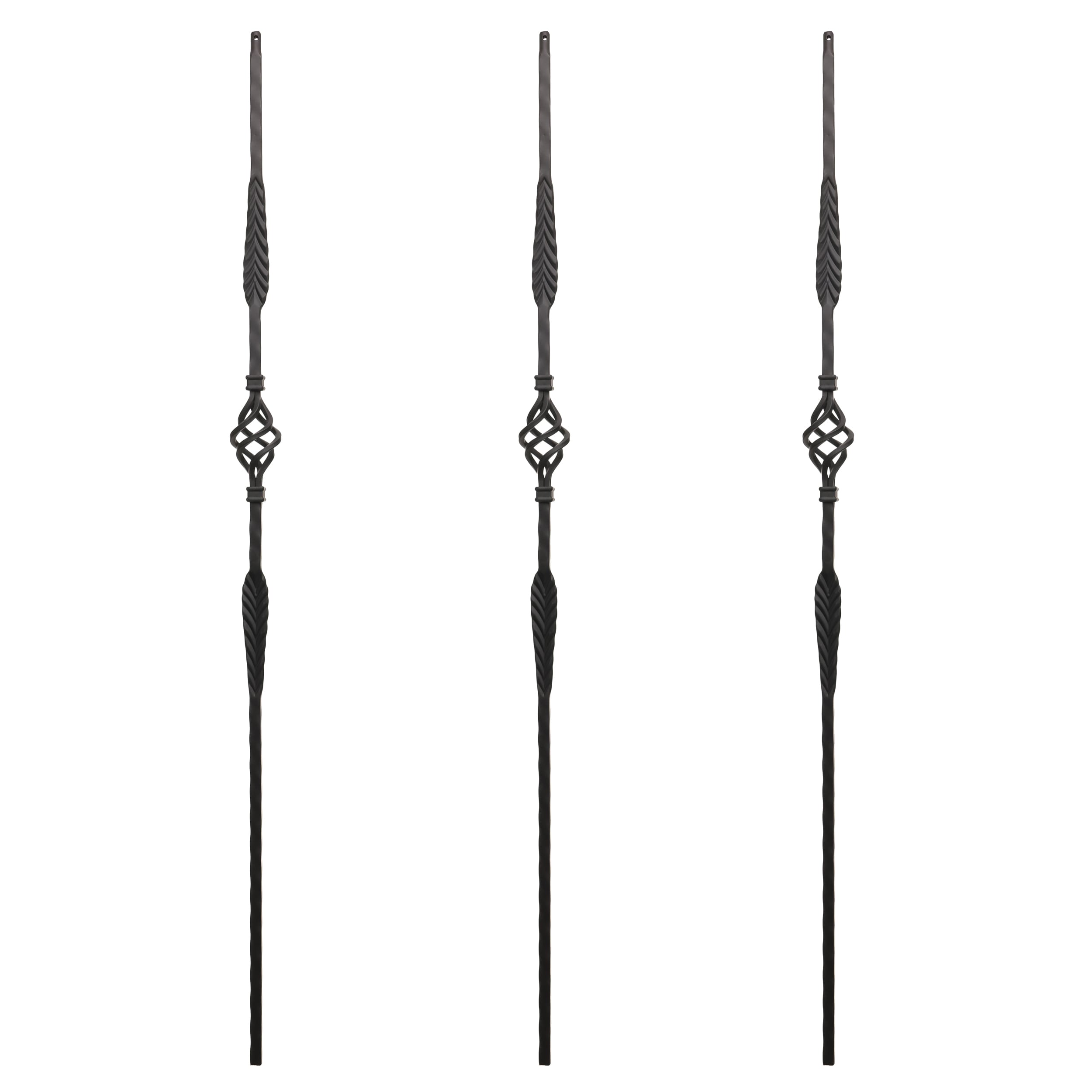 RELIABILT WGT23SB 43-in x 0.5-in Satin Black Wrought Iron Basket Stair Baluster (3-Pack)