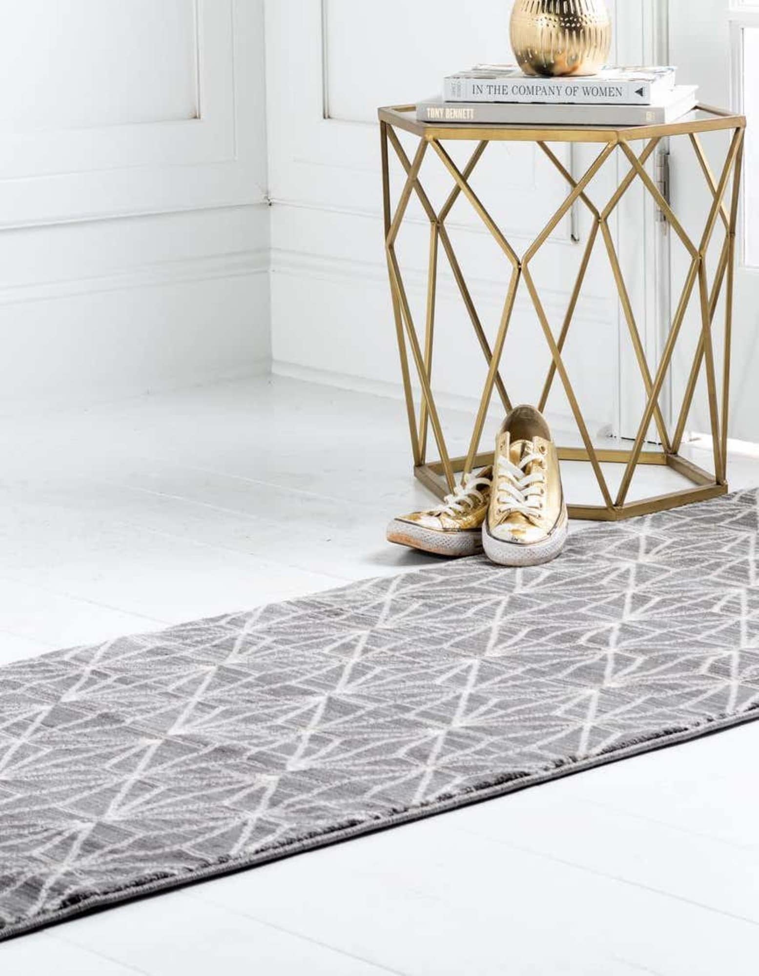 Unique Loom 3187030 Jill Zarin Uptown 3 x 14 (ft) Loomed Polypropylene Gray Rectangular Indoor Geometric Mid-Century Modern Runner