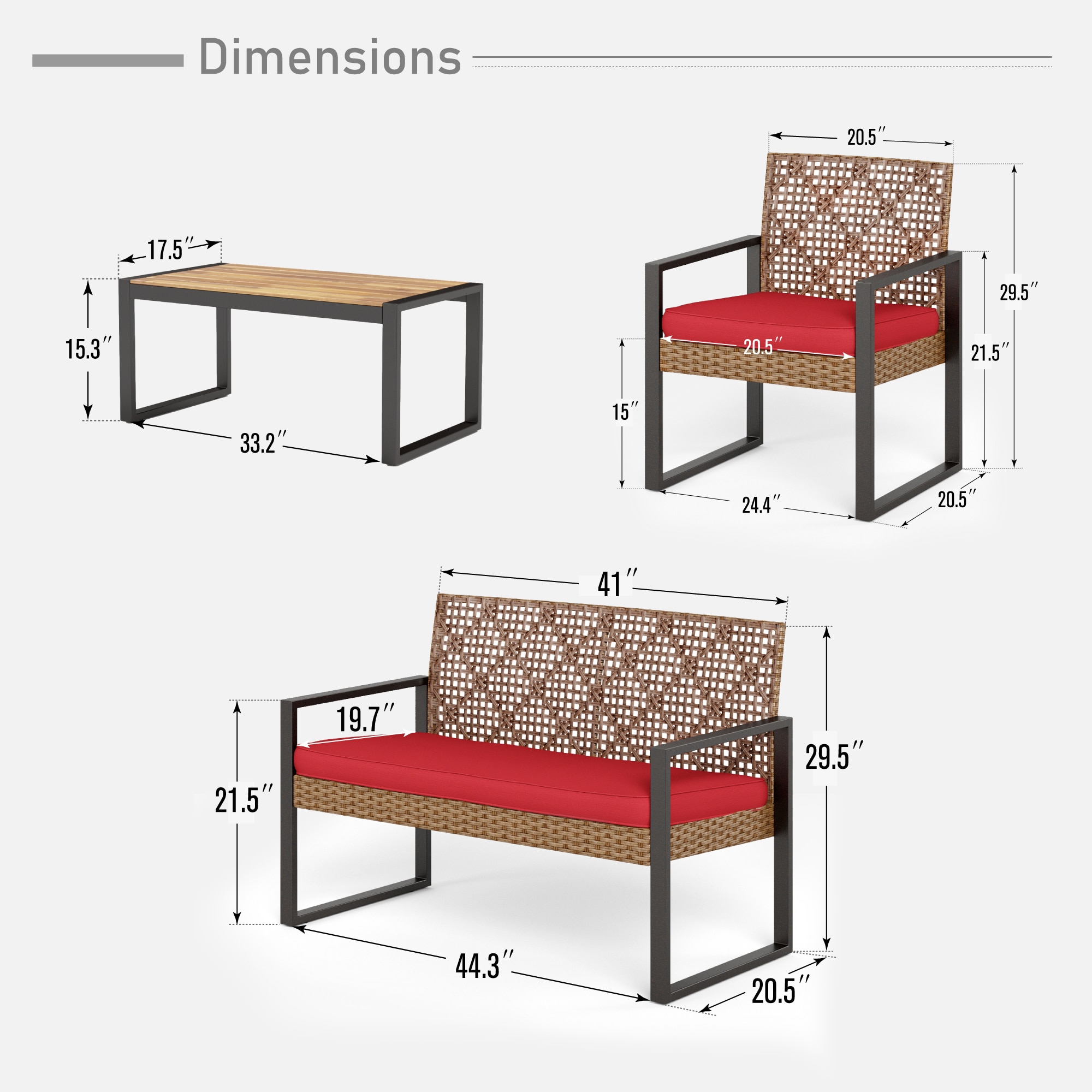 Sunshine Valley PV-462-RD Patio-Conversation-Sets - View #11