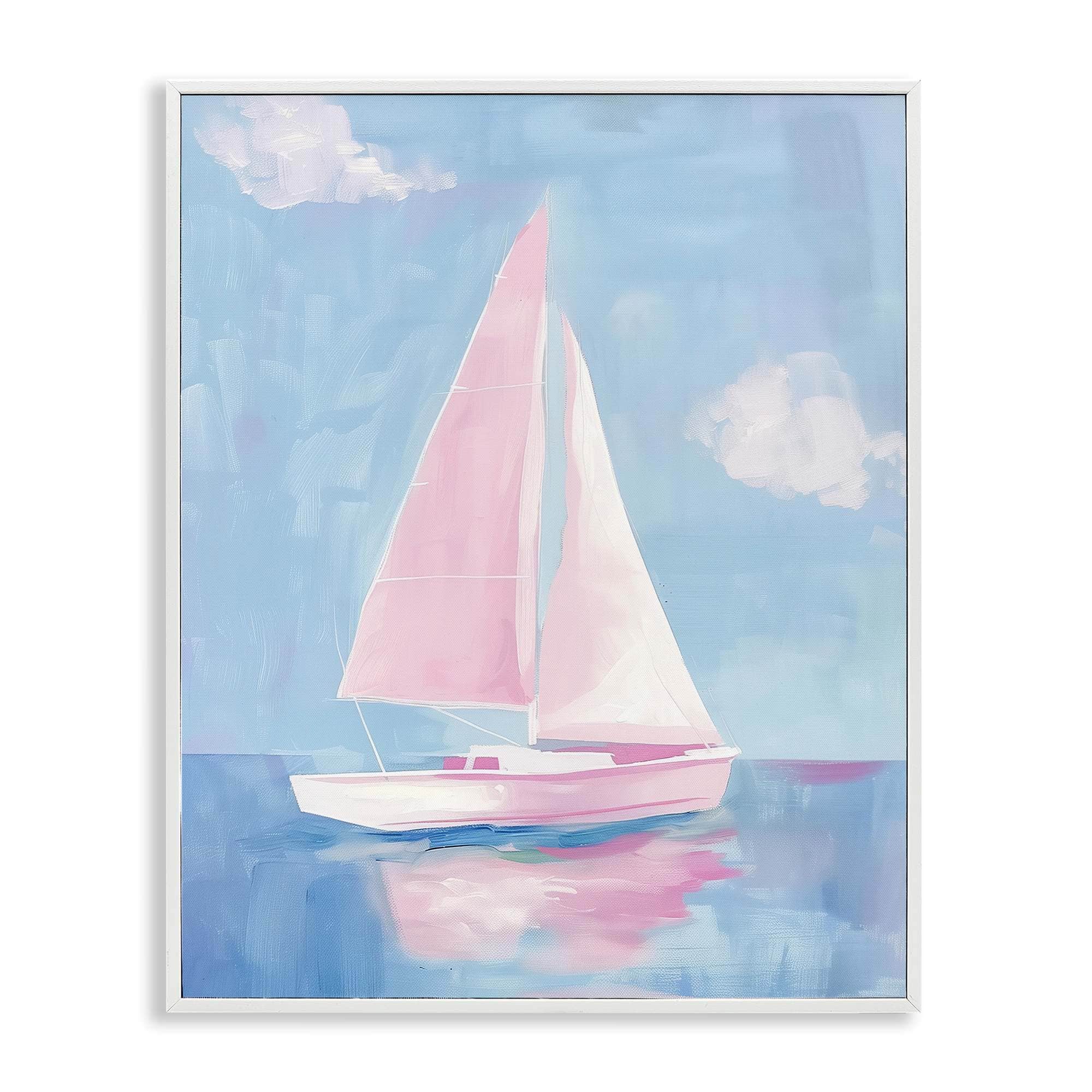 Stupell Industries BT-694-WFR-16X20 Muted Pink Sailboat White Framed Giclee Art By Arlington Prints 16 x 20