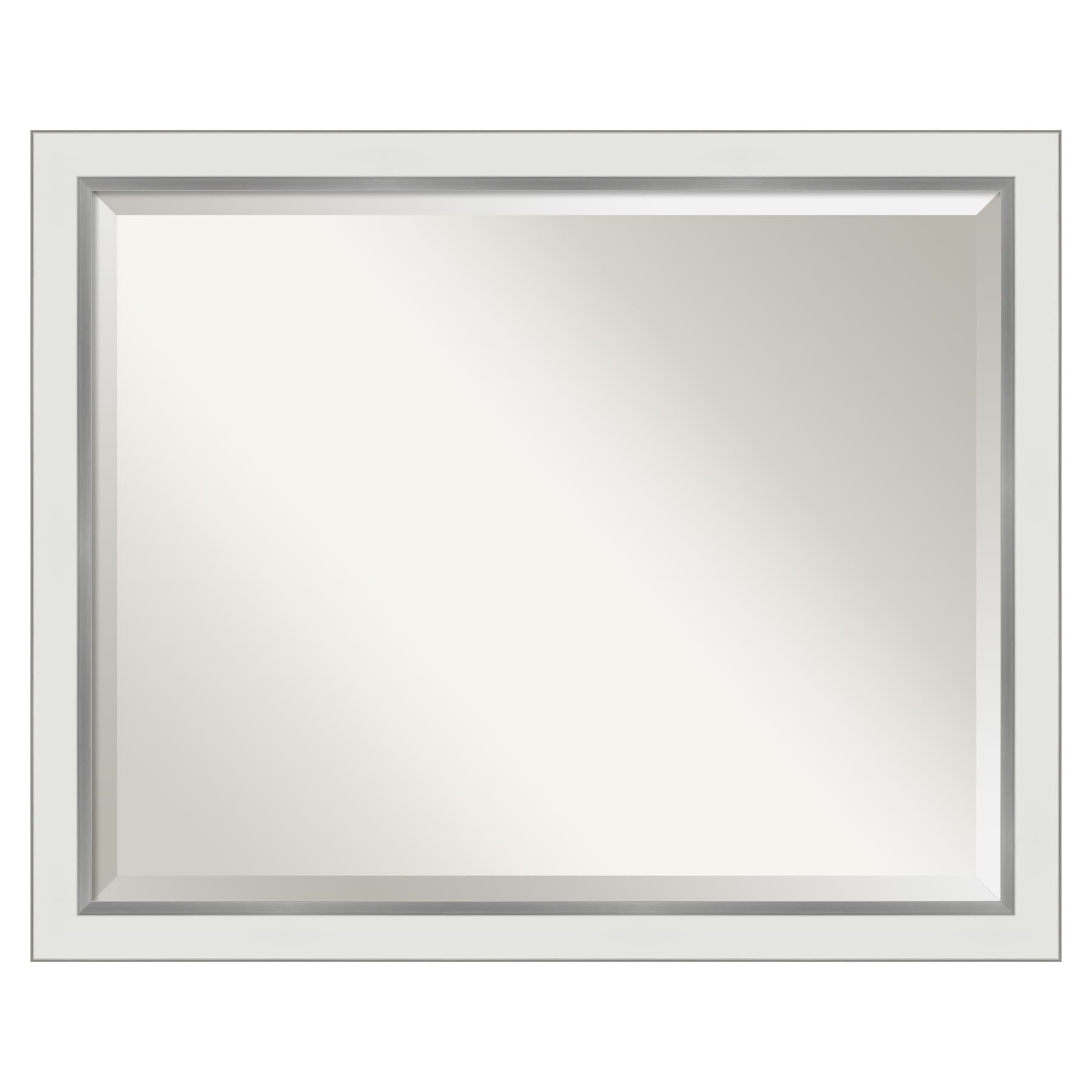 Amanti Art DSW4593597 Eva 31-Inches x 25-Inches Framed Rectangle Bathroom Vanity Mirror ( Satin Silver,White )