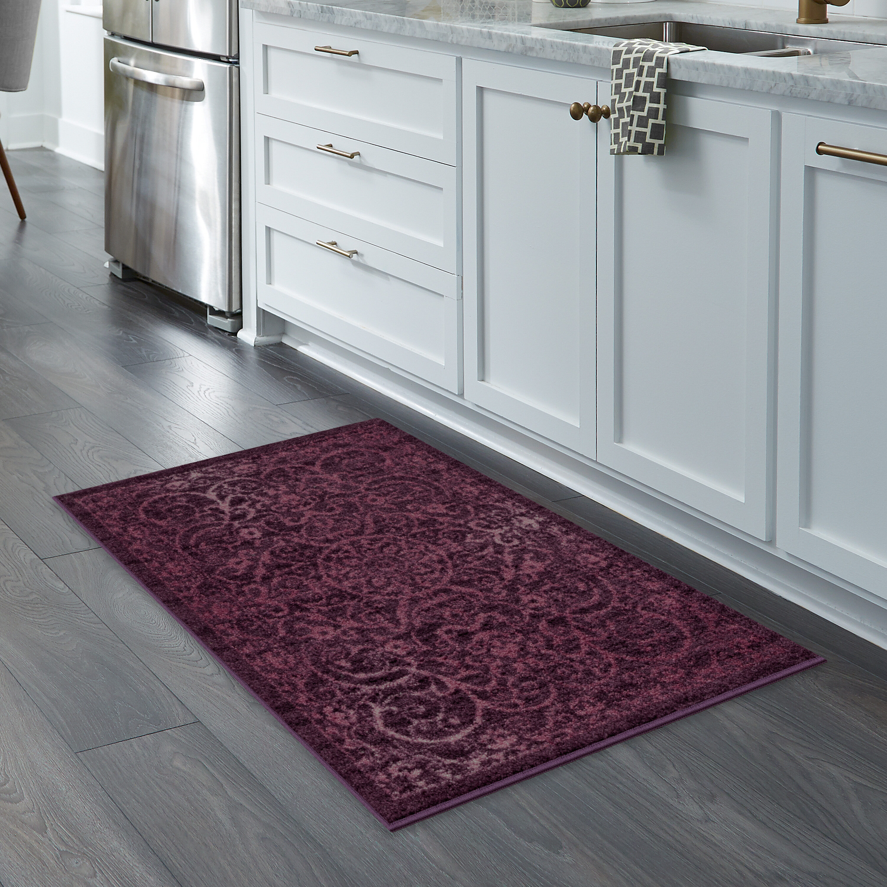Wineberry Tufted Synthetic Non-slip Rectangular Rug