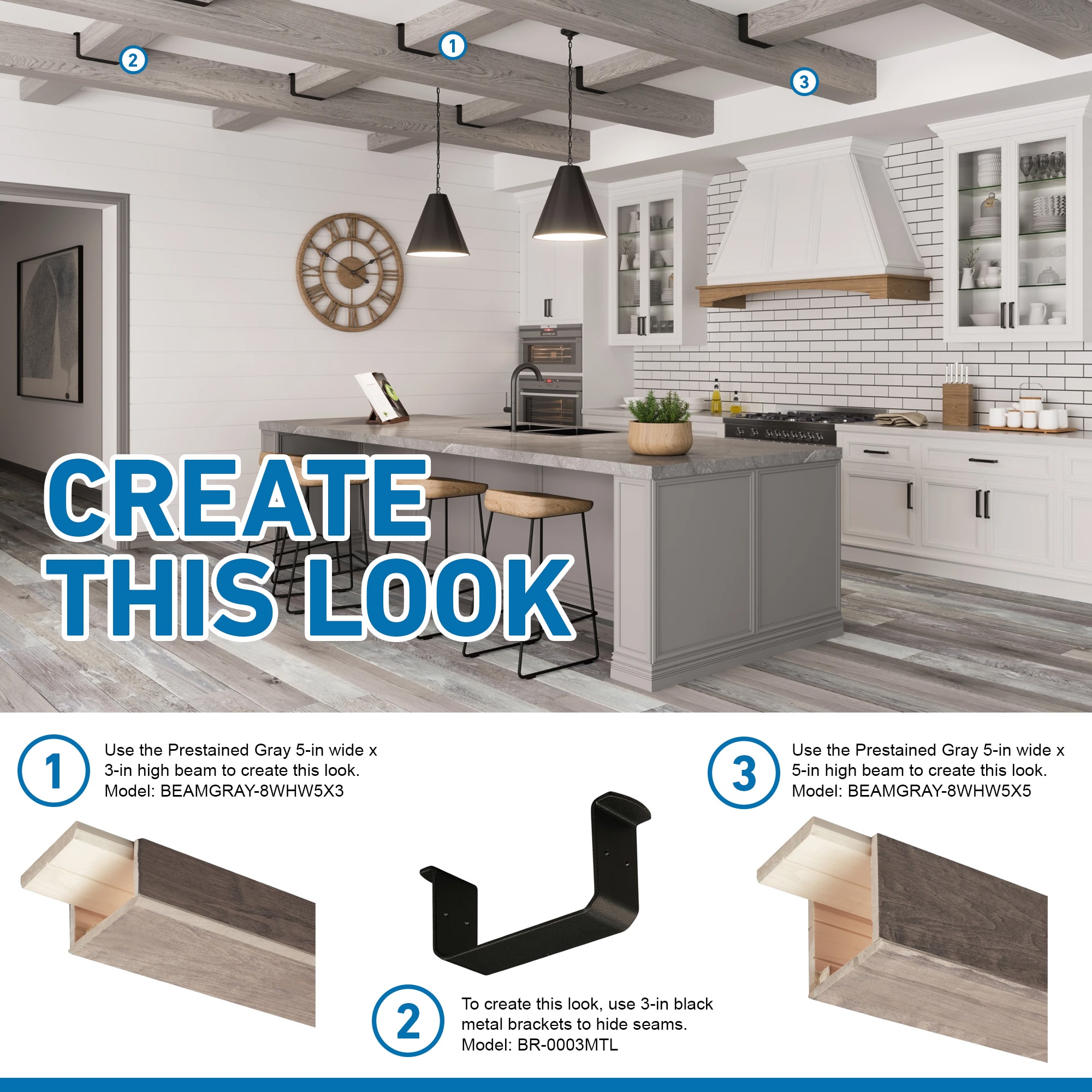 Ornamental Mouldings BR-0003MTL Faux-Beams - View #7