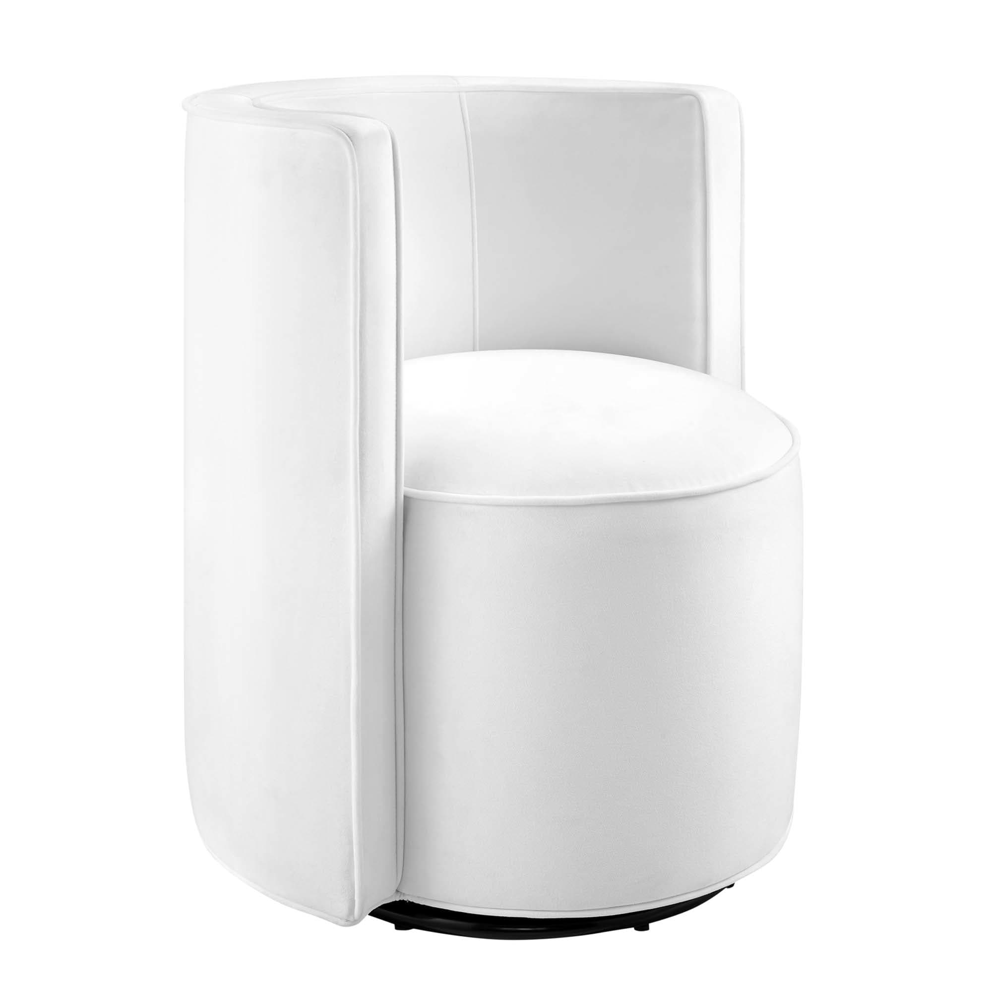  Della Performance Velvet Fabric Swivel Chair in White