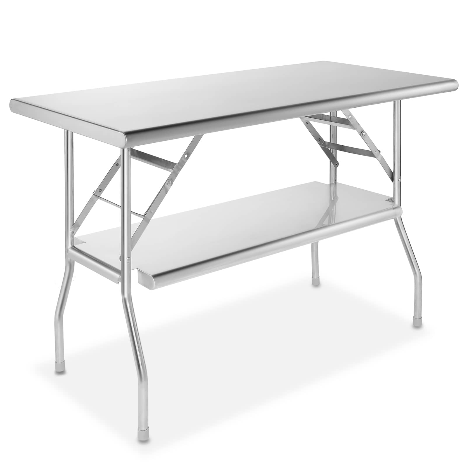 GRIDMANN GR51-FD2448D. 48 x 24-in NSF Stainless Steel Folding Table with Shelf