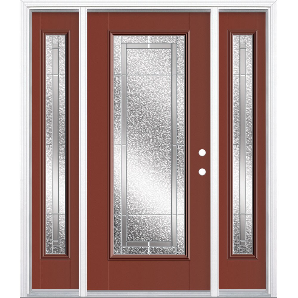 Masonite 3420179 Focus 60-in x 80-in x 4-9/16-in Fiberglass Full lite Left-hand inswing Fox Tail Painted Prehung Front Door with Sidelights with Brickmould Insulating core