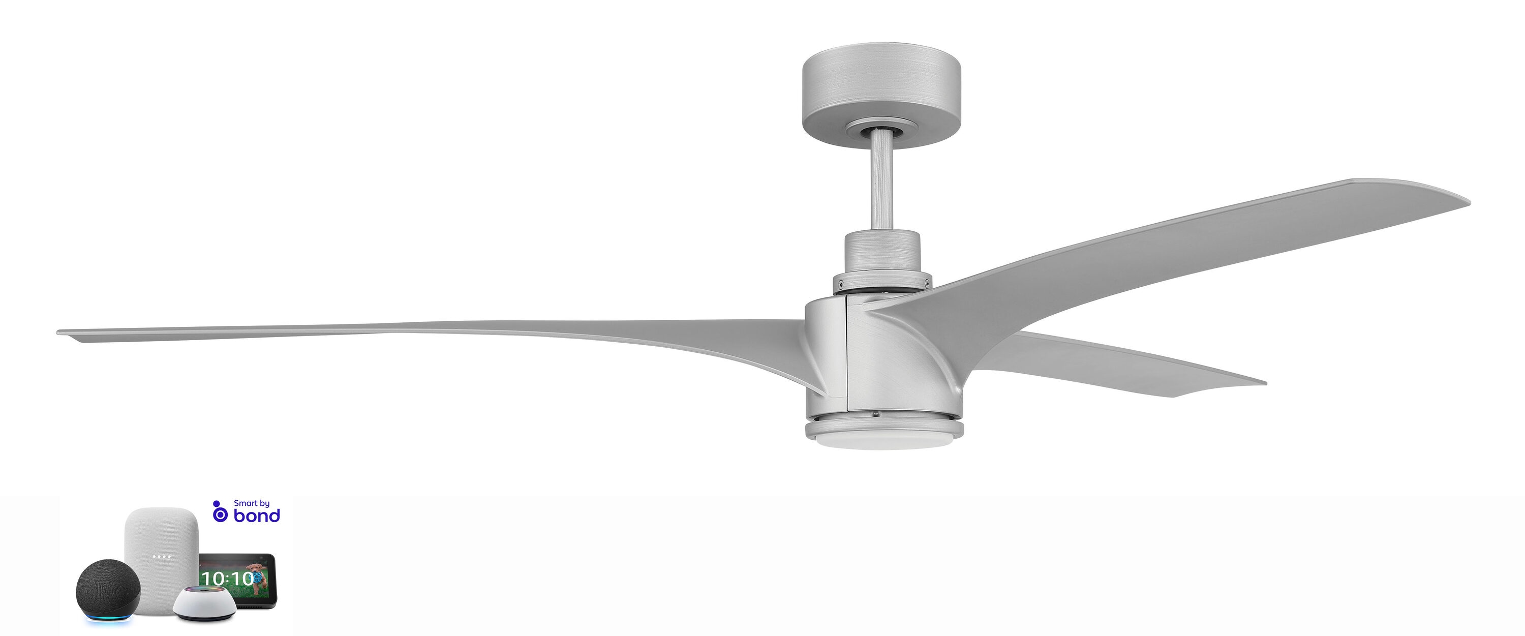 Craftmade Phoebe 60-in Painted Nickel Integrated LED Indoor/Outdoor Smart Propeller Ceiling Fan with Light and Remote (3-Blade) PHB60PN3 Sansujyuku sansujyuku.com