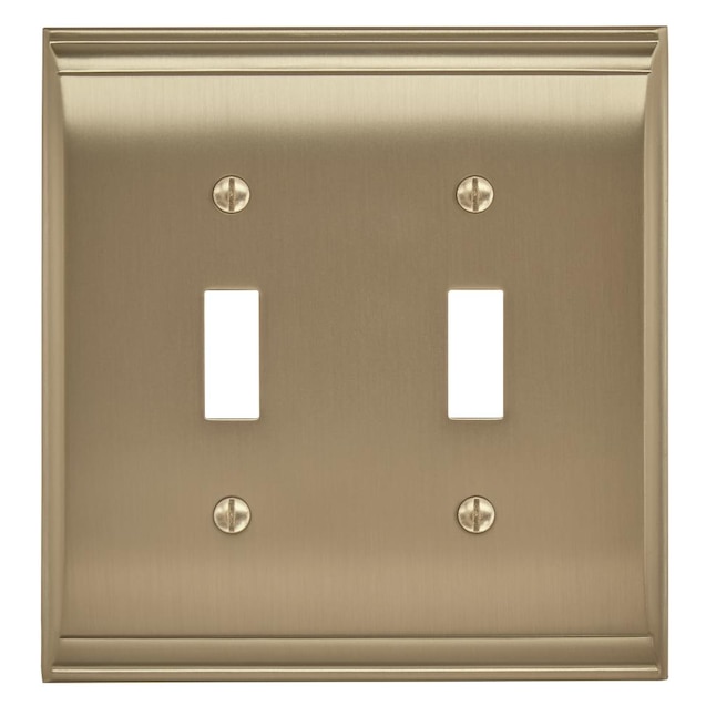 Decorative Switch Plate; Knowledge; Double Toggle 2 Gang; Gold Plated Zinc