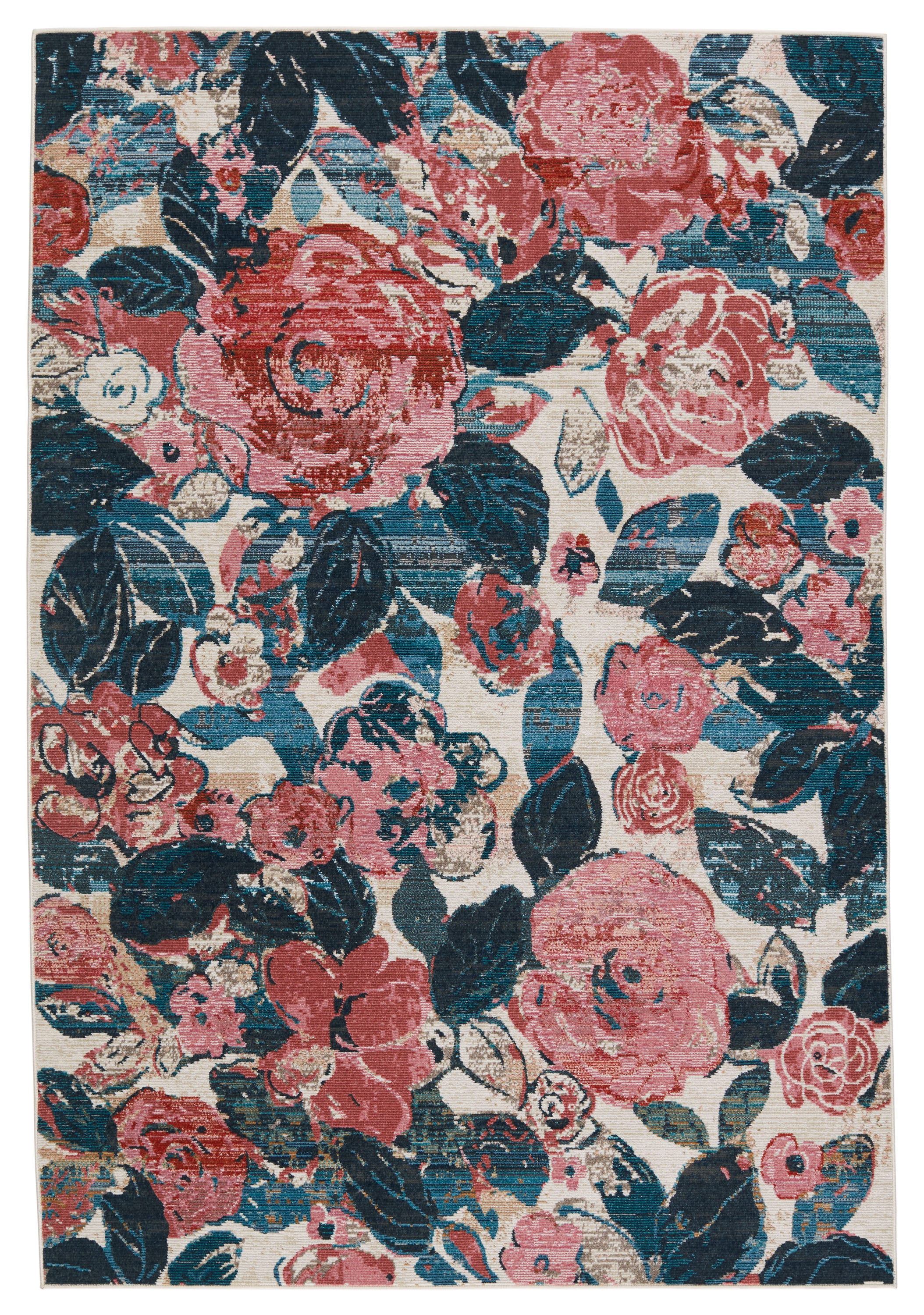 Enchanted Garden Blue Floral 2'6" x 4' Wool-Synthetic Blend Rug