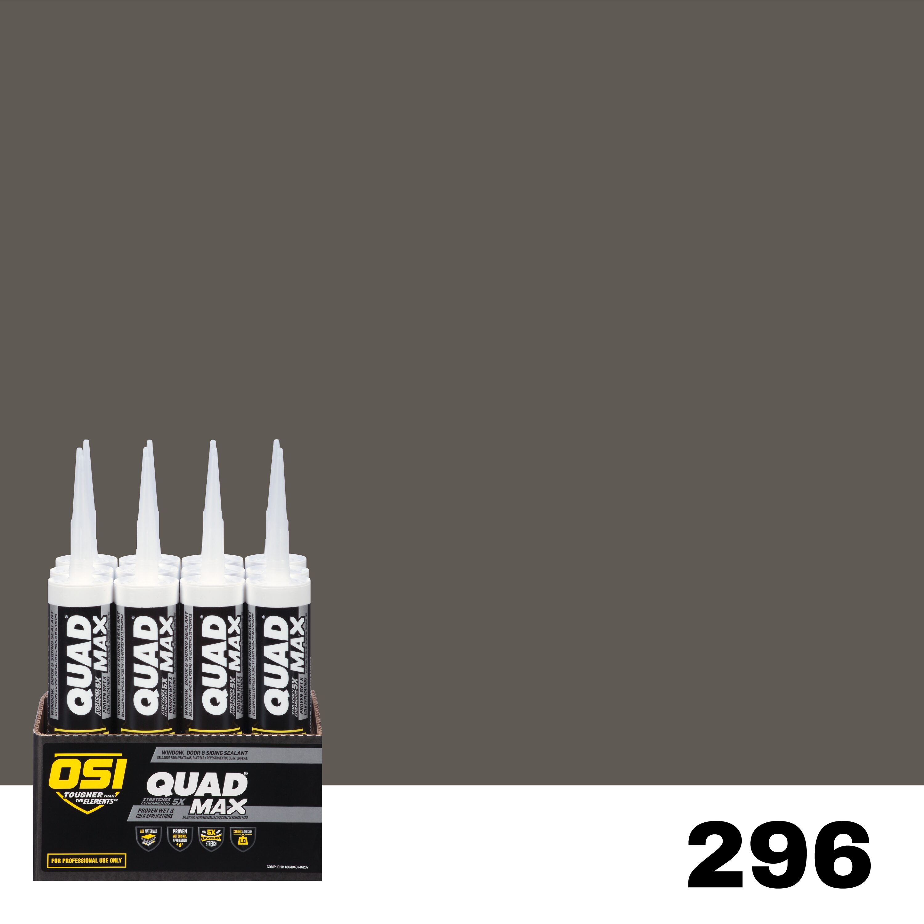 OSI 1925180 Quad Max 12 -Pack 9.5-oz Window door Brown 296 Paintable Advanced Sealant Caulk