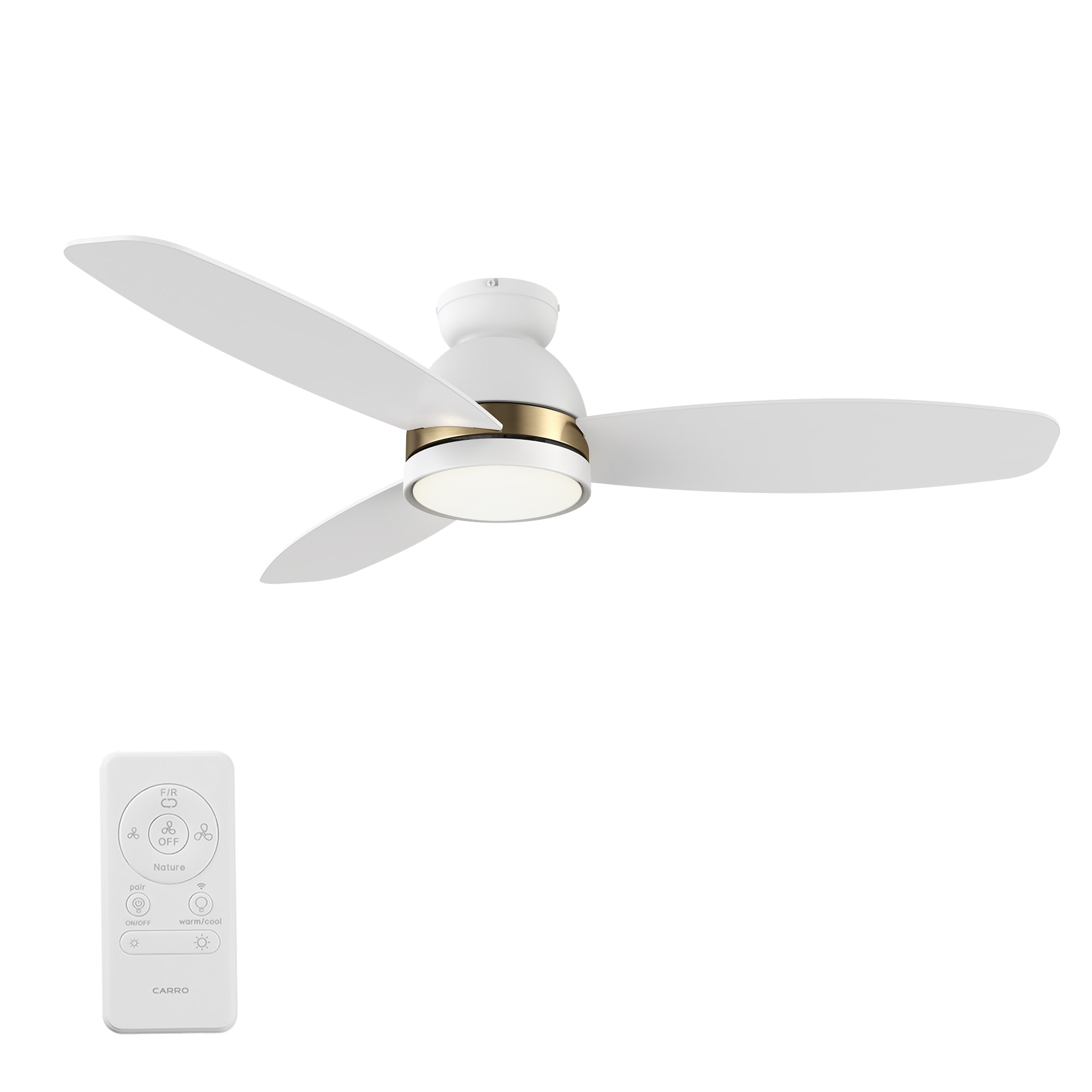 CARRO USA Essex 60-in White Indoor/Outdoor Smart Ceiling Fan with Light and Remote (5-Blade) NLS605J-L12-W1-1 Sansujyuku sansujyuku.com